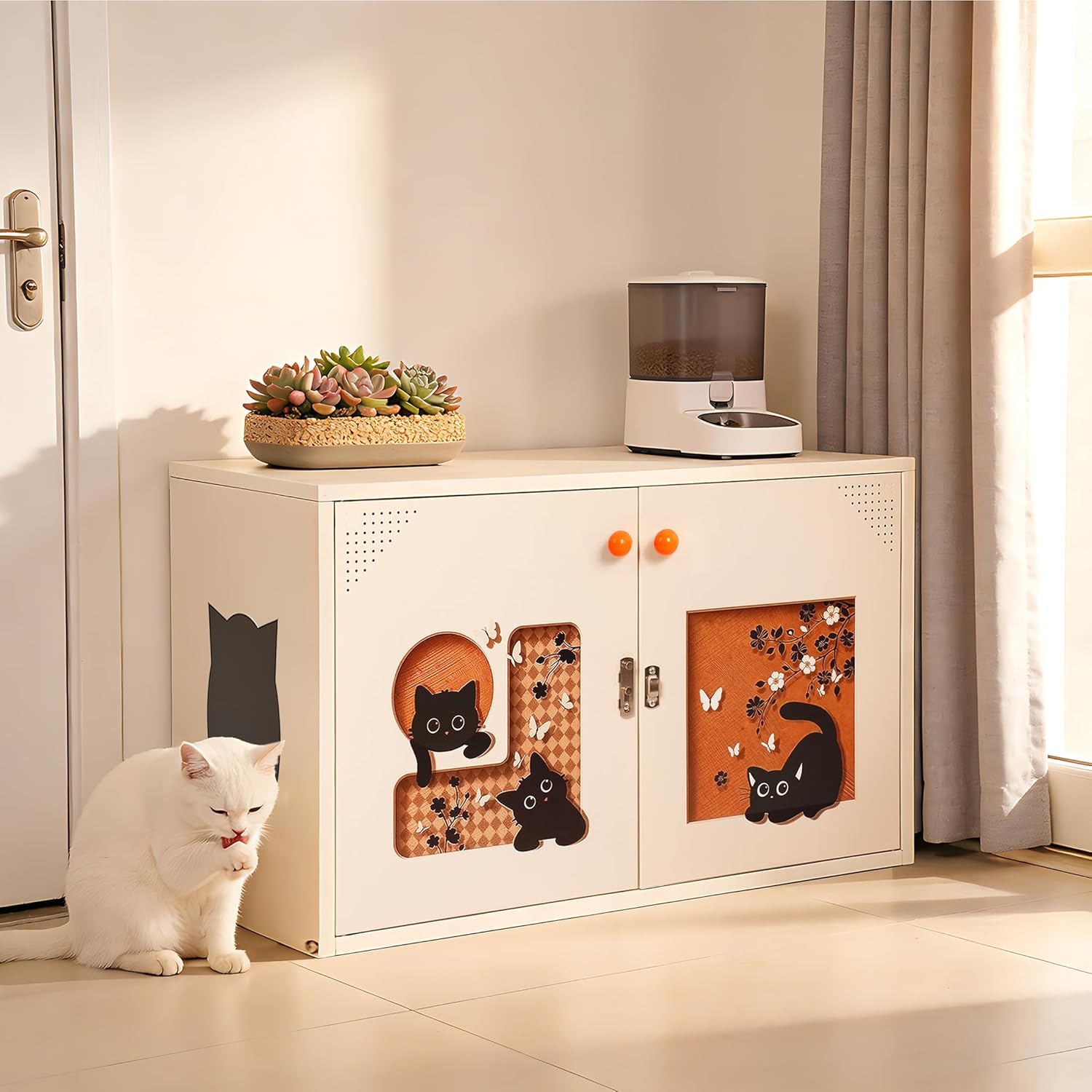 Indoor Cat House with Ventilated Odor Control - Metal Cat Houses & Condos for Cats, Durable, Easy Assembly, Cat Igloo Outdoor for Garden Patio Backyard