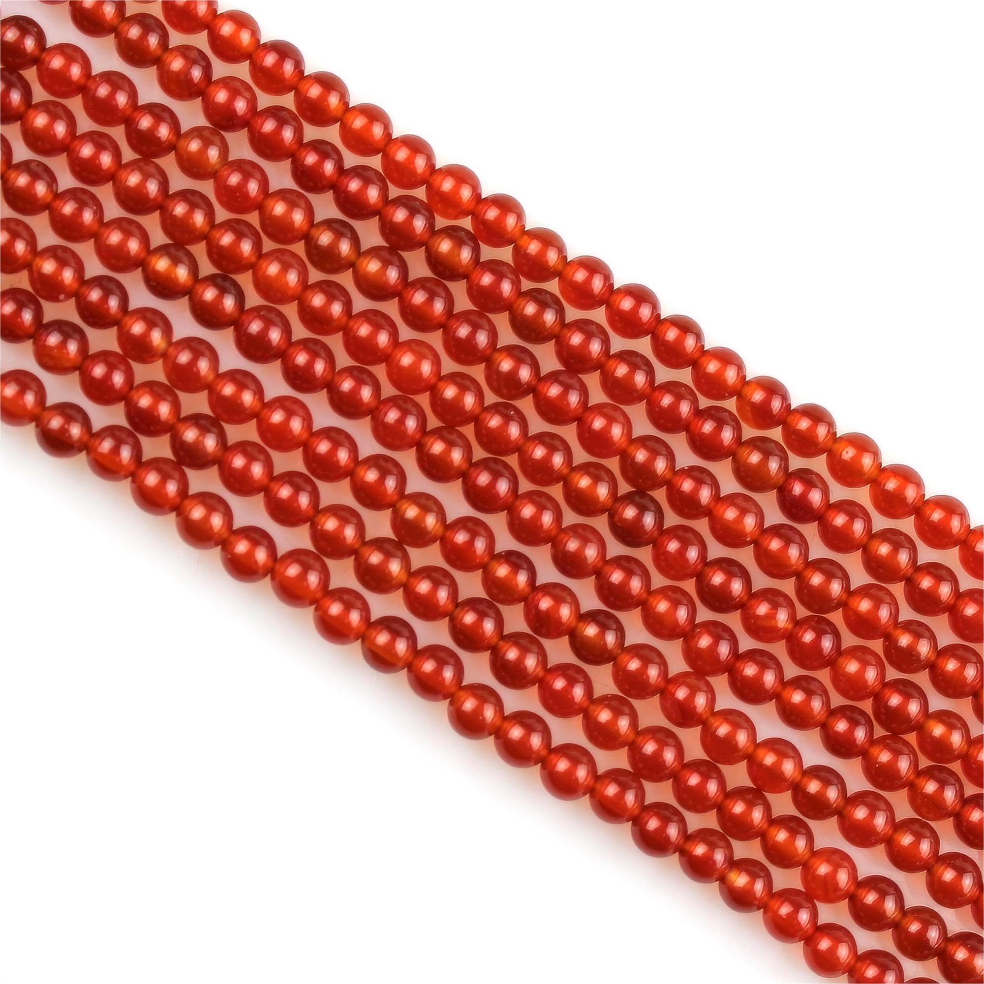 MJDCB 225pcs Natural Small Stone Beads 3mm Red Cornelian Round Smooth Loose Gemstone Bead for Jewelry Making Bracelets Earrings Necklaces Accessories