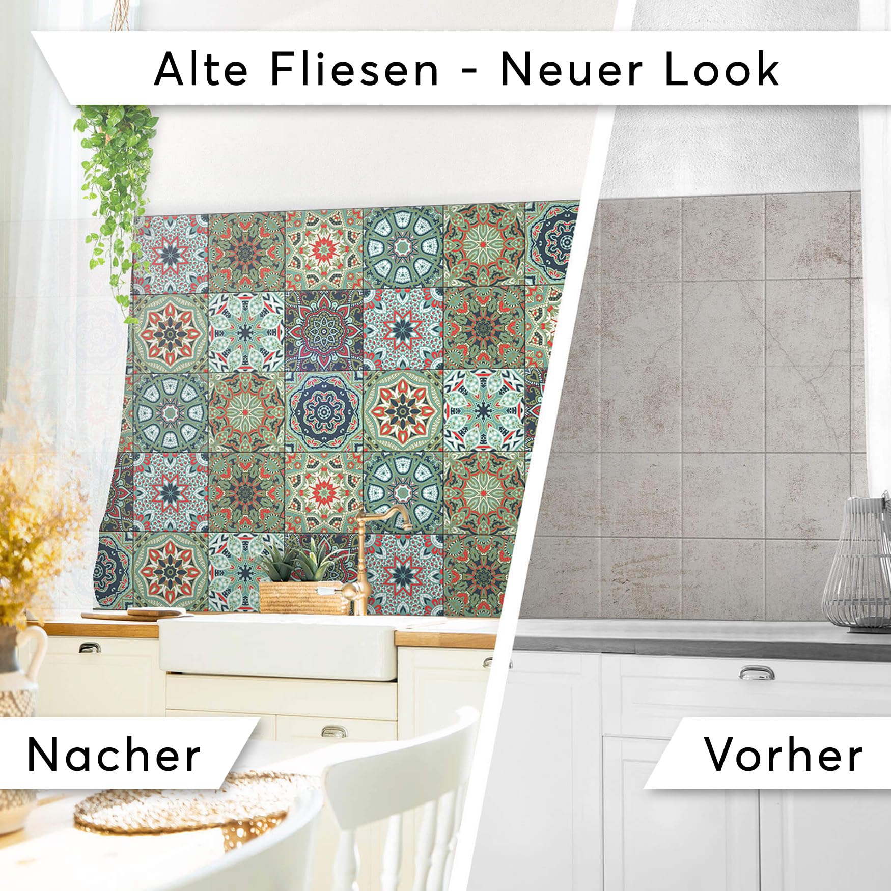 CREATISTO Klebefliesen Stickerfliesen Fliesenfolie - Klebefolie Aufkleber für Fliesen I Klebefliesen Deko Folie für Fliesen in Küche u. Bad/Badezimmer (10x10 cm I 36 -Teilig)