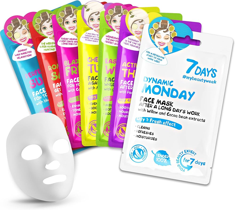 7DAYS Facial Masks (Set of 7) - Face Sheet Masks Skincare, Moisturising,  Brightening, Nourishing, Hydrating, Soothing, Refreshing - Face Mask Beauty  Gift set for All Skin Types : Buy Online at Best