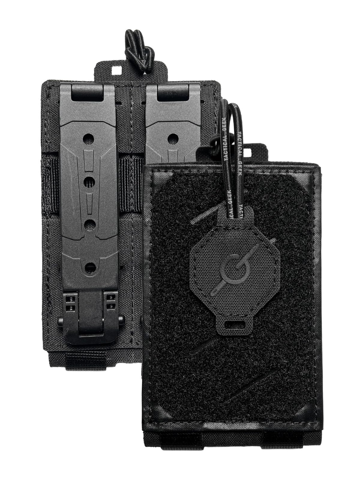 TACTICAL_GEEK EXT16 MOLLE - Custodia compatta per smartphone, in nylon, con cinghia di fissaggio, patta in per un accesso rapido, adatta per zaino e tracolla, colore: nero