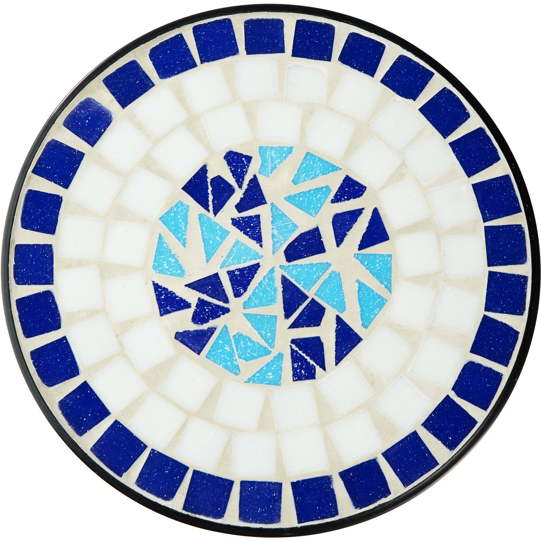 tectake Tavolo da Esterno 30x30x61,5 cm Mosaico di Pietra Gambe Arcuate Tavolo Rotondo per Giardino Terrazzo Balcone Bianco Blu