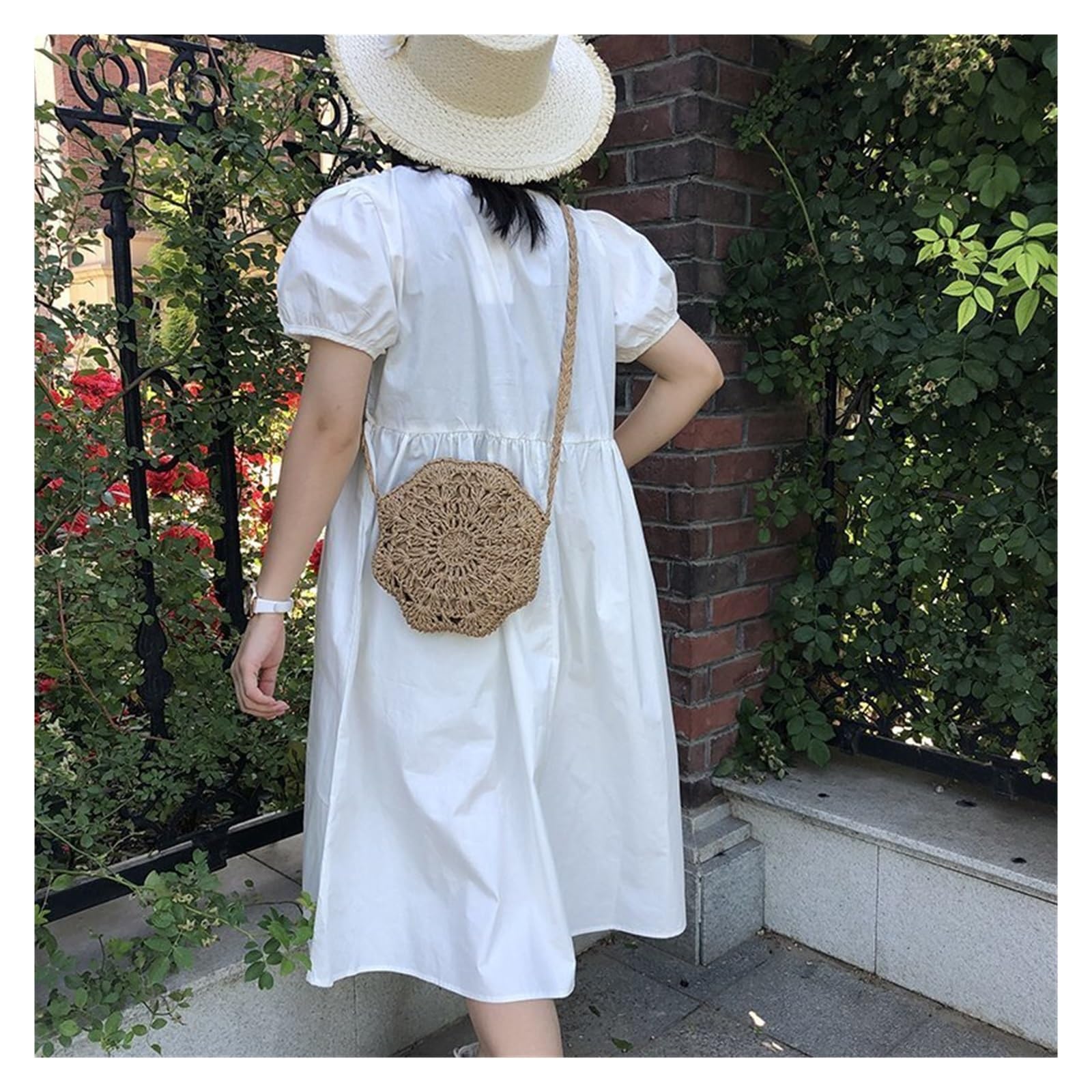 Bolso Redondo de Ratán Trenzado Bolsos bandolera redondos de paja