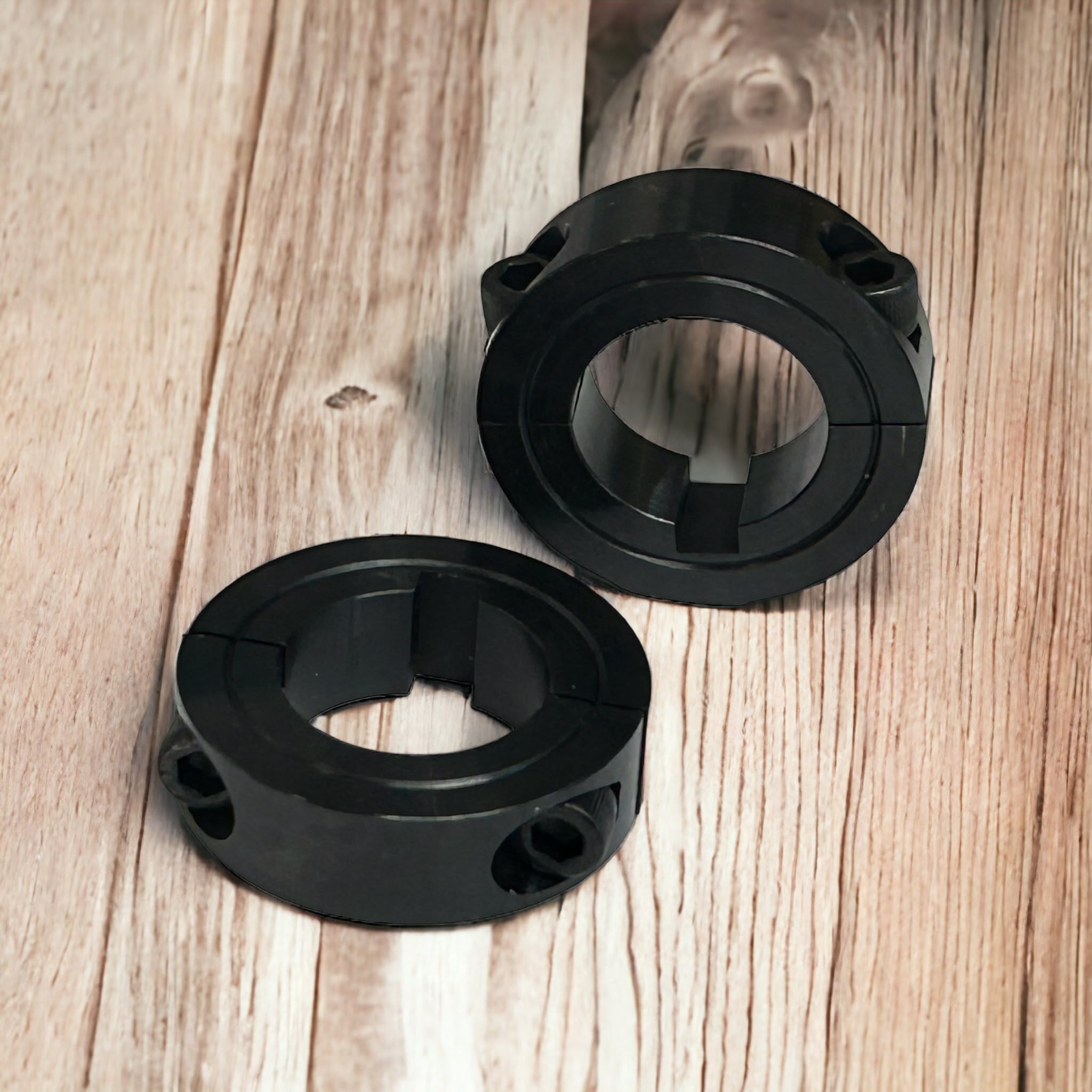 Collar de eje dividido de 1 pulgada, acero, llave. (2 unidades). Para ejes de Go Kart y mini bicicleta.