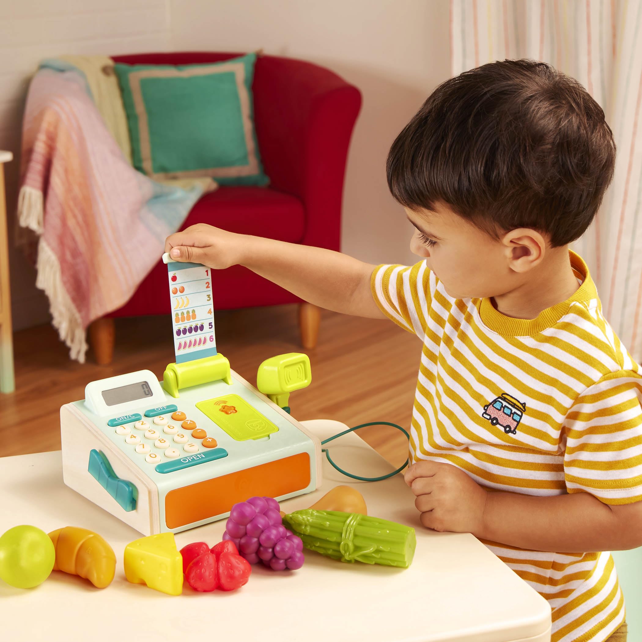 B. toys Mini Cashier, registratore di cassa giocattolo con scanner