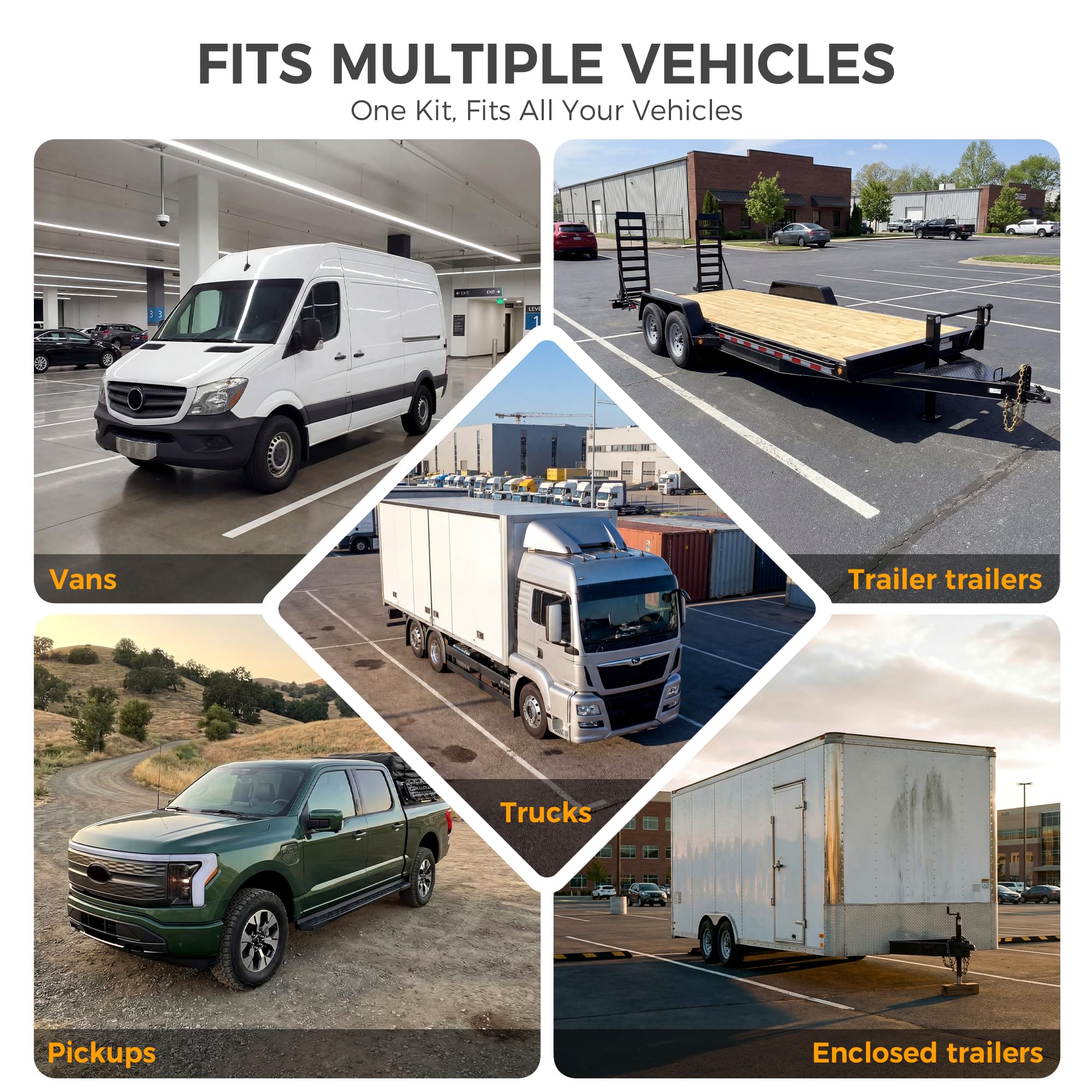 Kit Rail d'Arrimage E-Track 20 Pièces, 5 Rails de 1,52 m | Capacité Max. 998 kg, Anneaux en D, Anneaux en O Renforcés, Sangles à Cliquet, Pour Fourgon, Remorque, Utilitaire