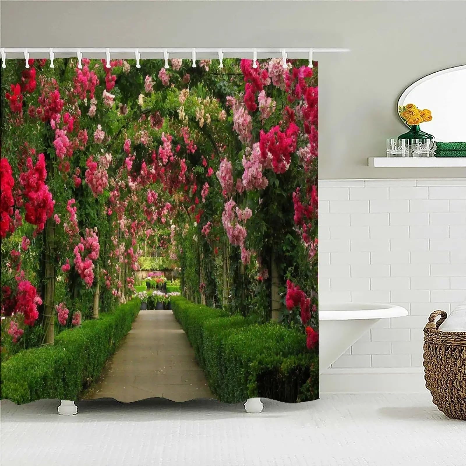 Rideau de salle de bain étanche 178x183 en polyester avec crochets pour douche