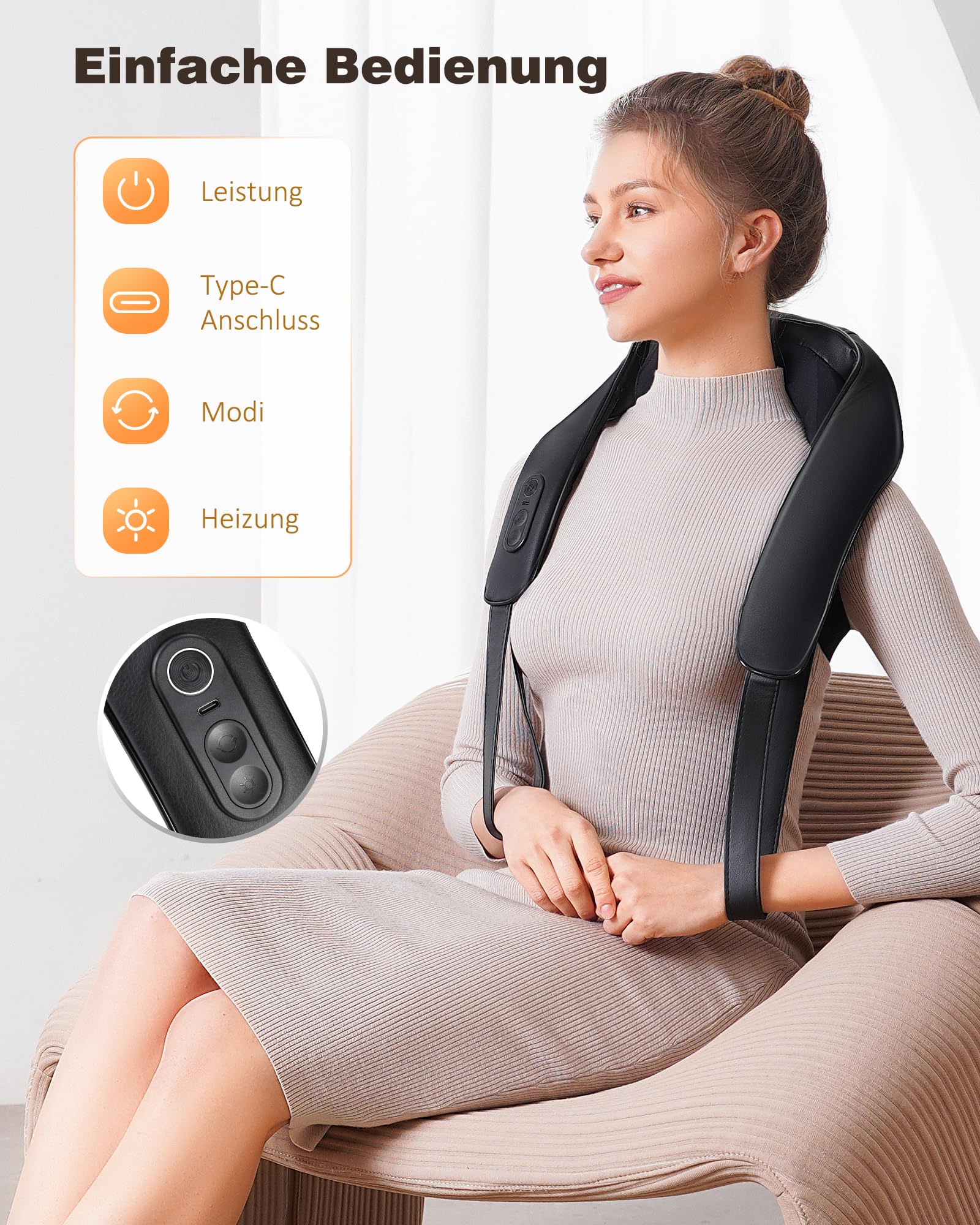 KNQZE® Shiatsu Massagegerät 4D, 2026 Kabellos Nackenmassagegerät mit Wärme, Verbesserte Graphenheizung, 4D Shiatsu Tief knetende Nackenmassage für Nacken, Schulter, Rücken, Geschenke für Frauen Männer