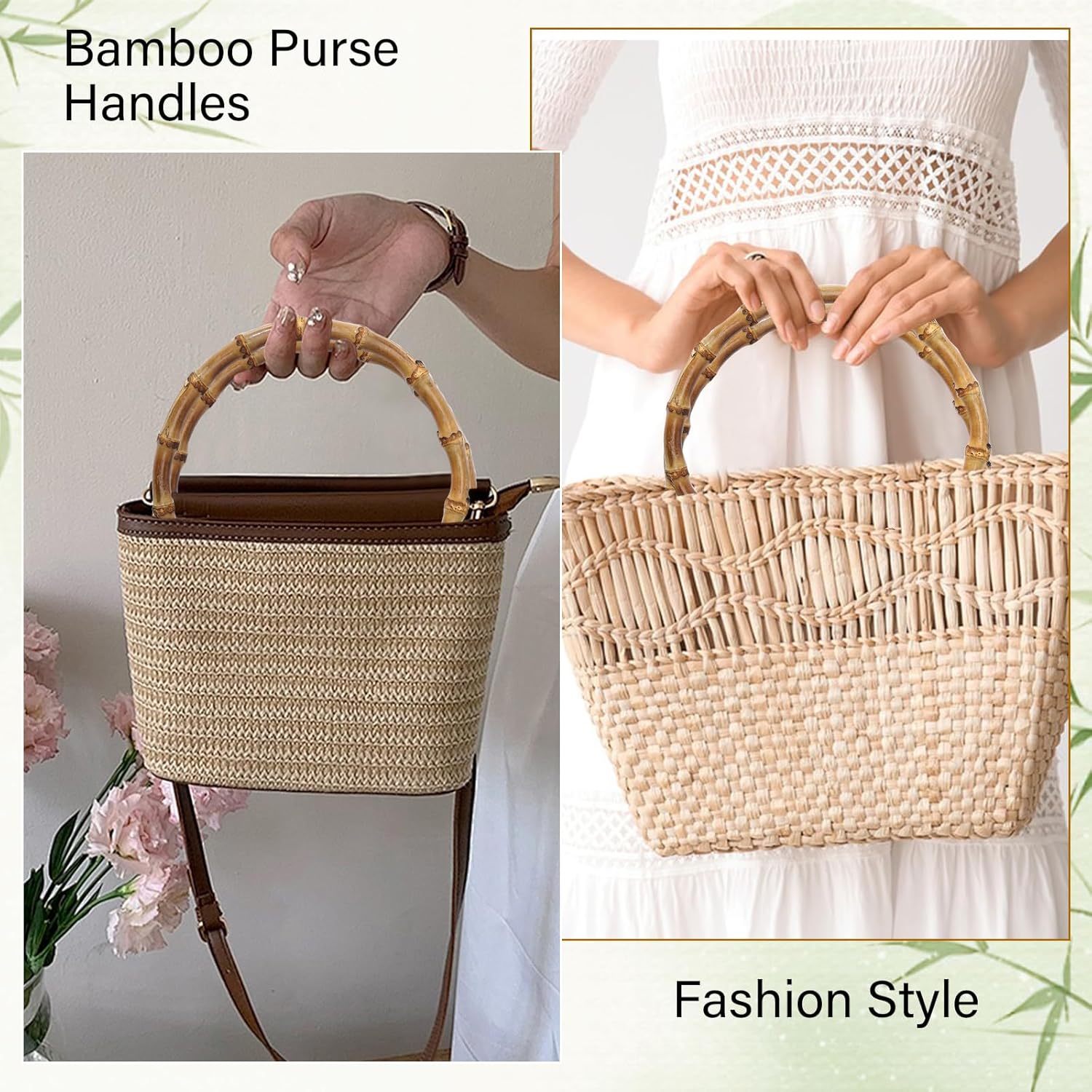 CHGCRAFT 4pcs Wooden D-Shaped Bamboo Bag Handle Replacements Handmade Bag Purse Making Handles for Bag Beach Bag Handbags Straw Bag Purse Handles Crafting, 4.72×5.91inch - Image 5