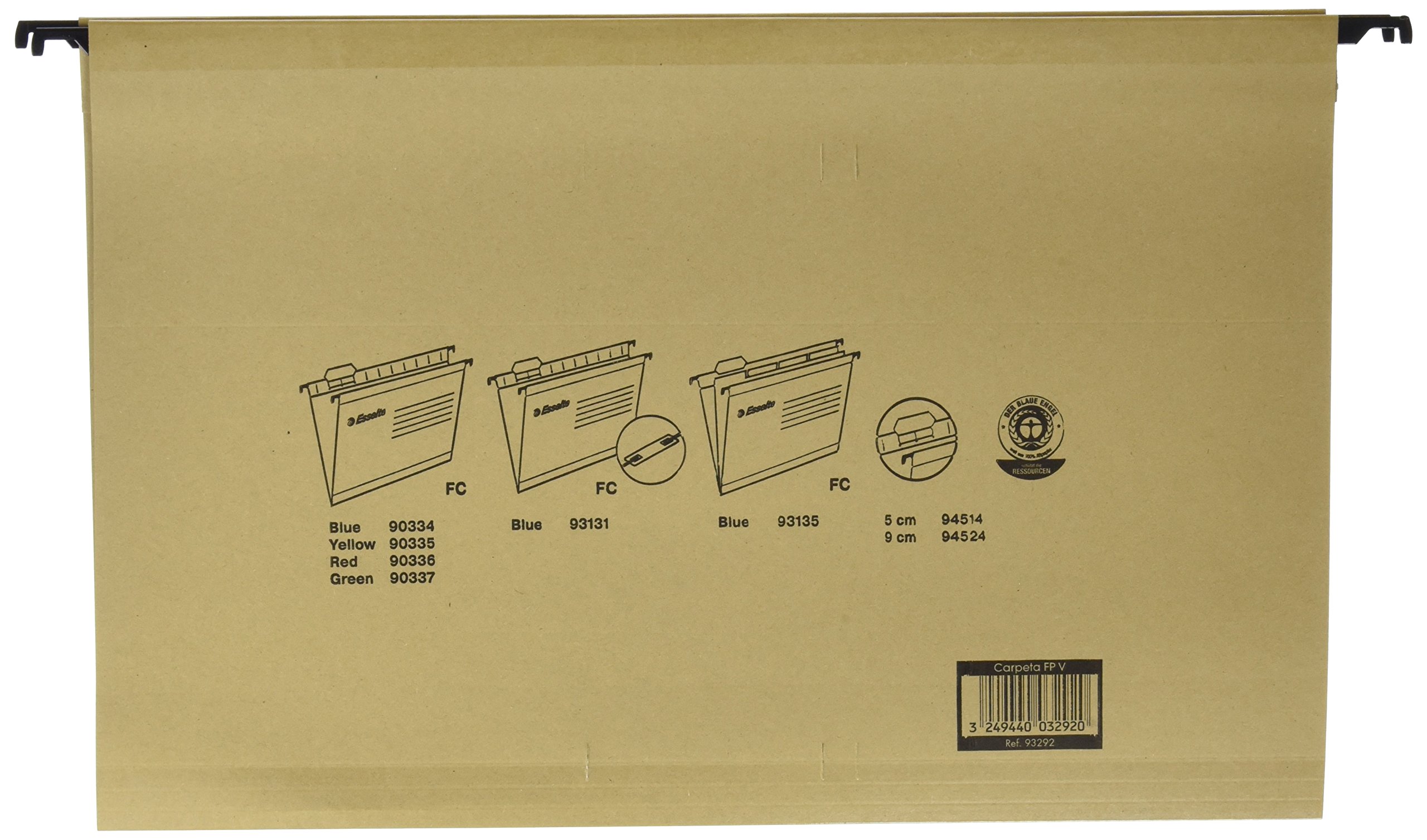 Esselte Carpetas Colgantes Reciclable Folio Alargado 41x24 cm Juego 50