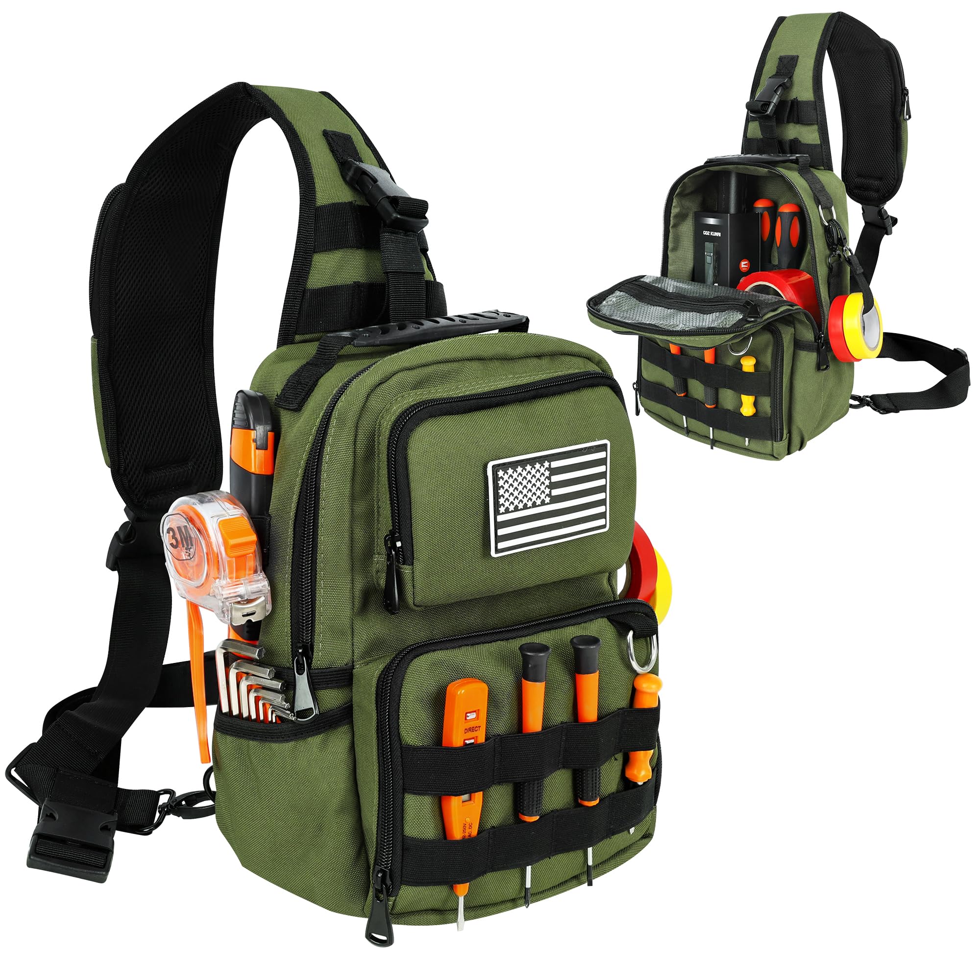 Small Tool Bag, Shoulder Tool Bag Organizer for Electricians, Small Tactical Sling Bag fo…