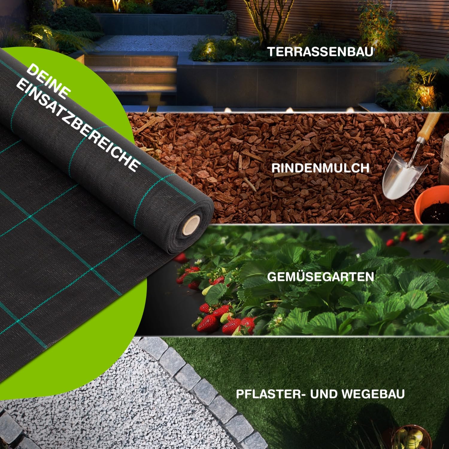 LILENO HOME 100 m² de tela antimalas hierbas [100 g/m²] – Lámina para malas hierbas para jardín permeable al agua – Resistente a desgarros – con rejilla y resistente a los rayos UV [1 m x 100 m]