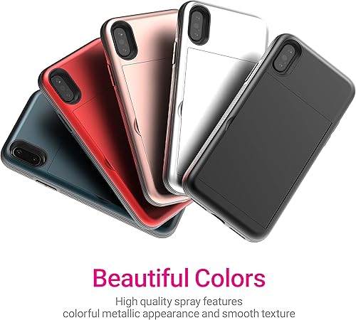 Miniatura 2 de JUST4YOU Funda para iPhone Xs Max con tarjetero con soporte para tarjeta protectora de doble capa (rojo) CS_BR_OC_IXSM_RD