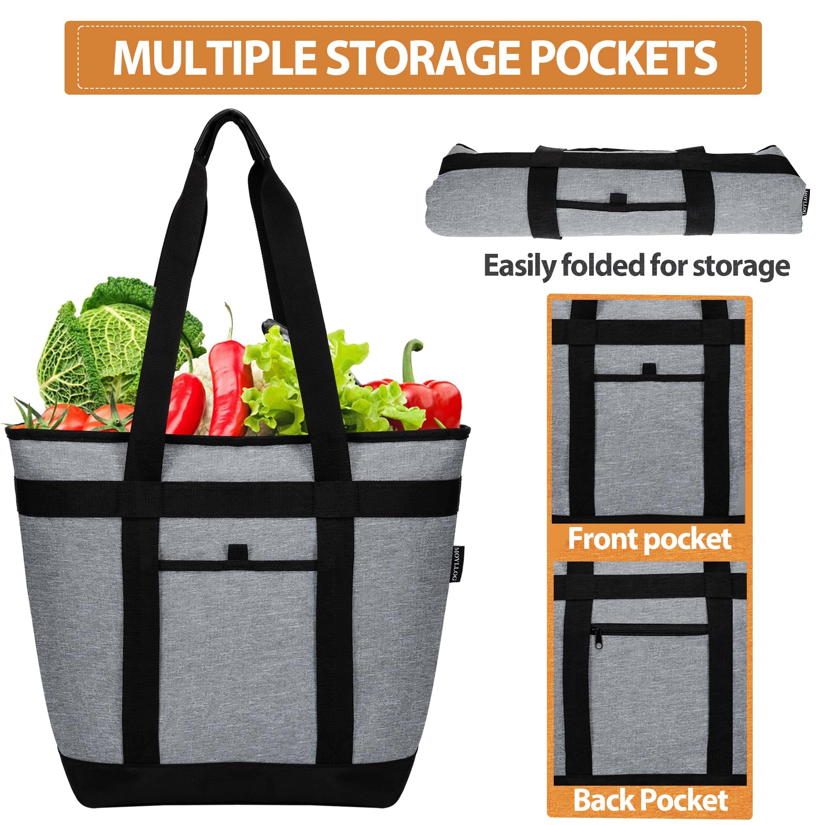 Sac isotherme réutilisable pour aliments chauds/froids, sac de livraison de nourriture thermique pour la plage, les voyages, les pique-niques