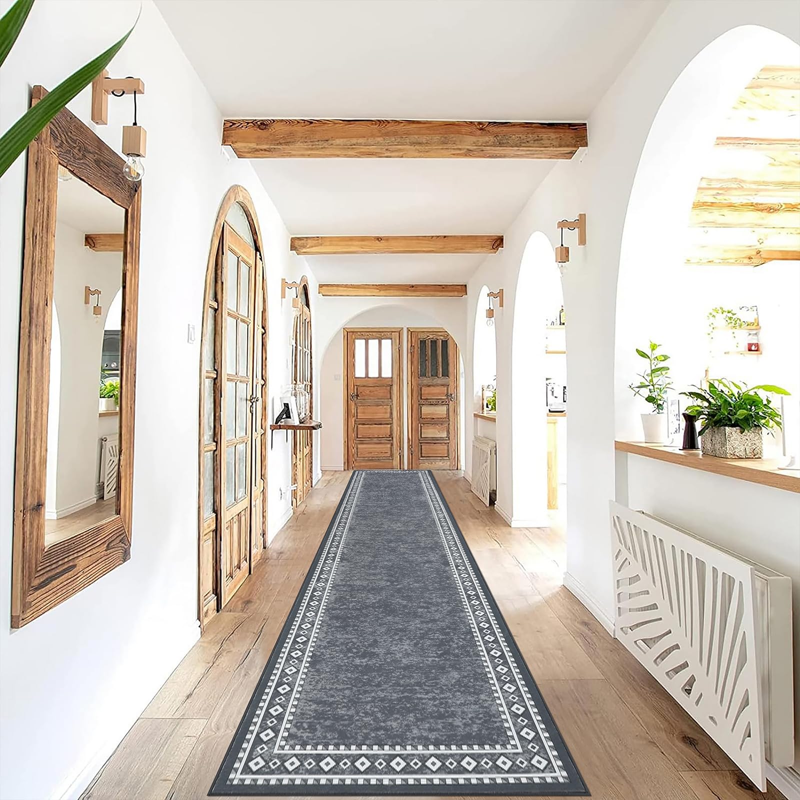 Alfombra larga de 66 x 300 cm, antideslizante, lavable, resistente a las manchas, para cocina, baño, entrada, dormitorio, escalera