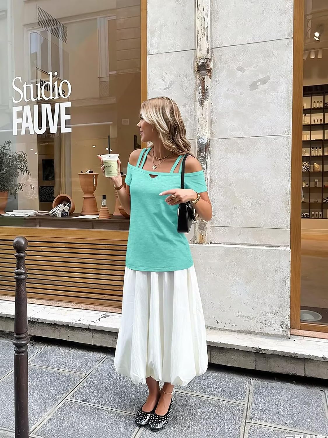 Bliwov Womens Cold Shoulder Tops Short Sleeve Cute Sexy Summer Spring Beach Vacation T Shirts Fashion Outfits Basic Clothes - Image 4