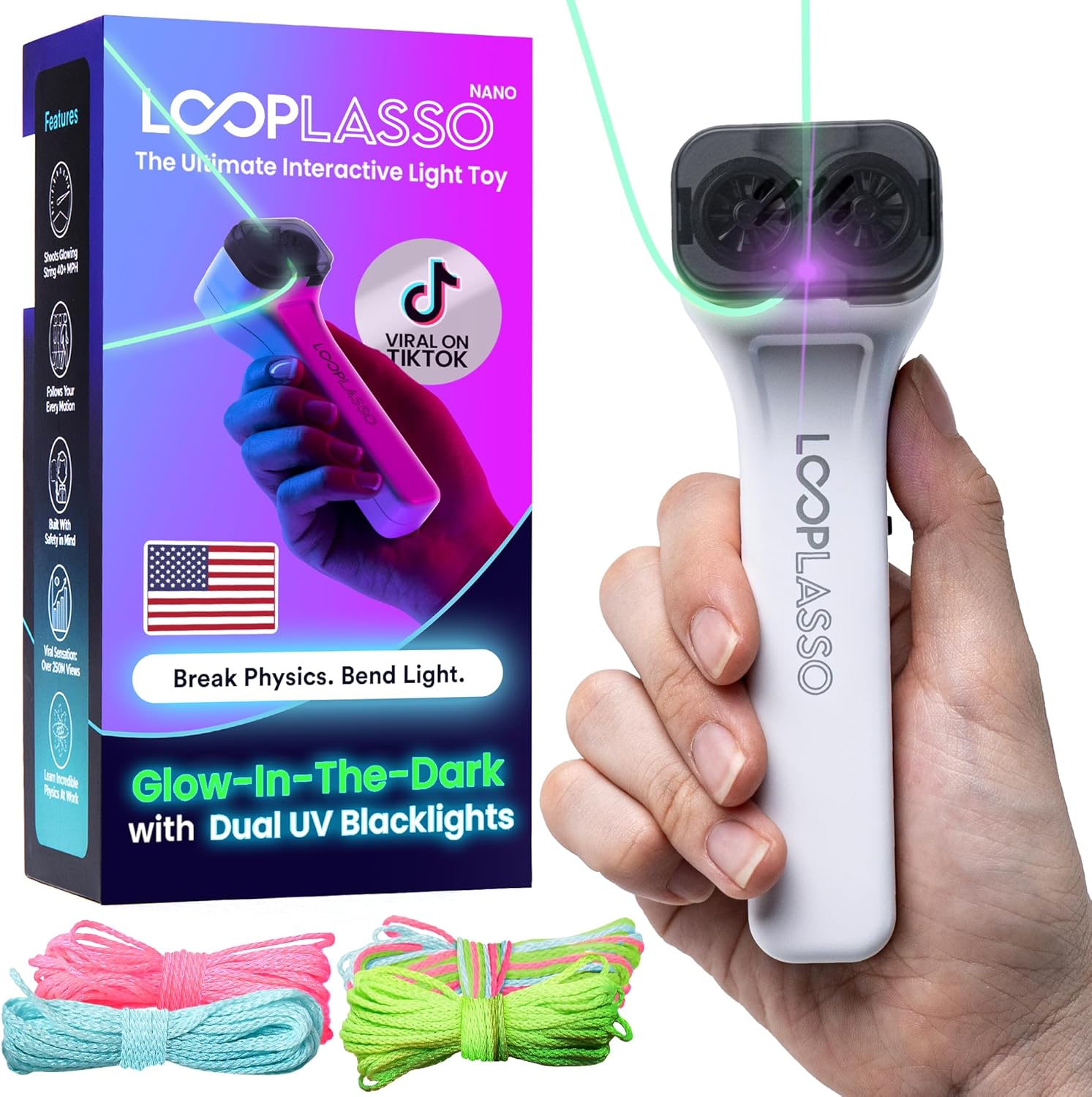Loop Lasso Nano glow-in-the-dark string toy
