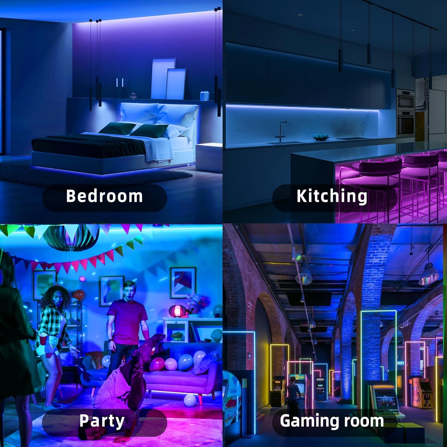 Ledagic Led Lights for Bedroom 55ft 540Leds Music Sync Color Changing Led Strip Lights with 60 Key Remote and App Control RGB Led Light Strip for Home Party Room Decoration