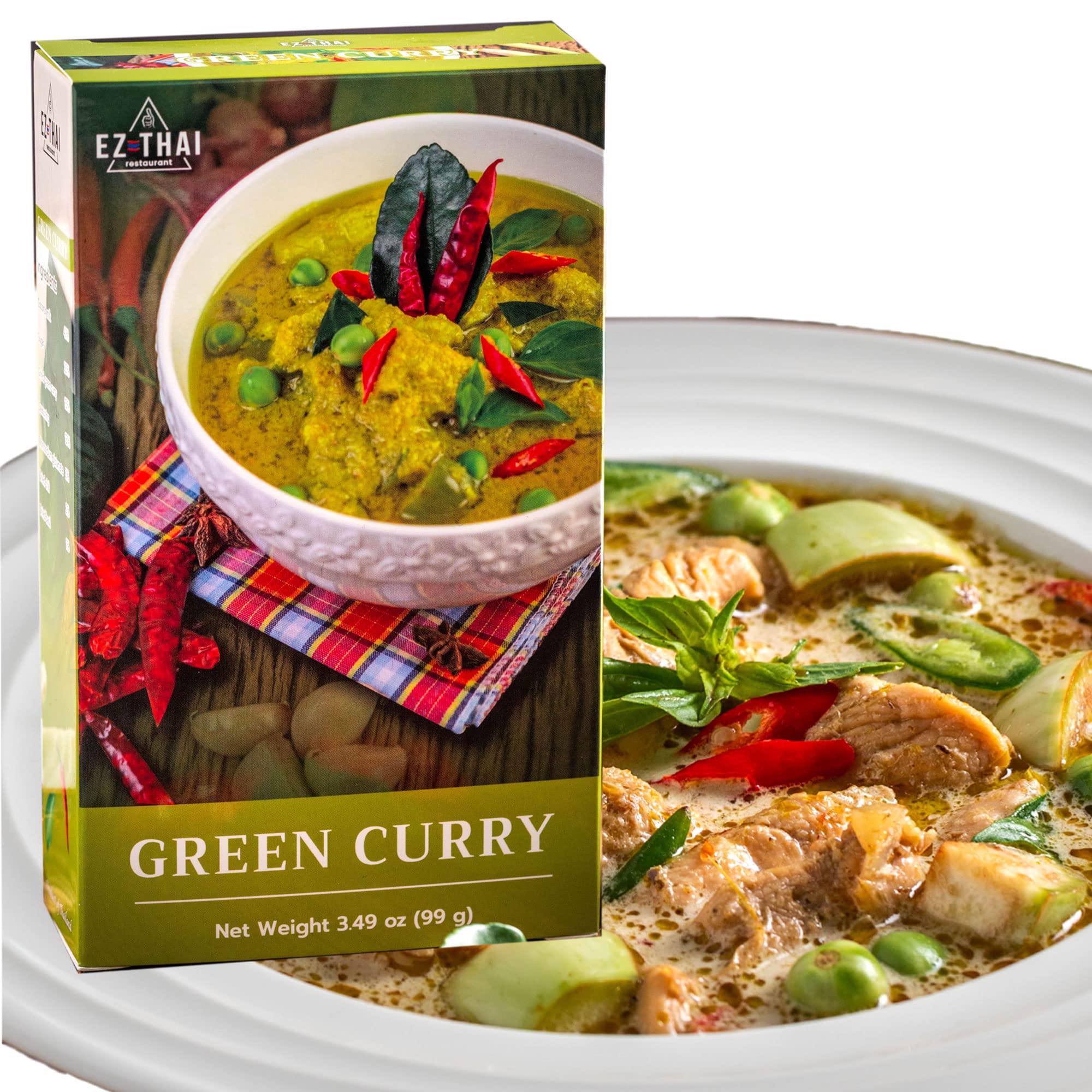 EZ THAI Thai Green Curry Paste Instant Powder 3.5oz - Kaeng Khiao Wan Aromatic Blend for Experience Authentic Delicious Curries & Thai Seasoning Herbs Flavorful Dishes Quick Easy in Minutes