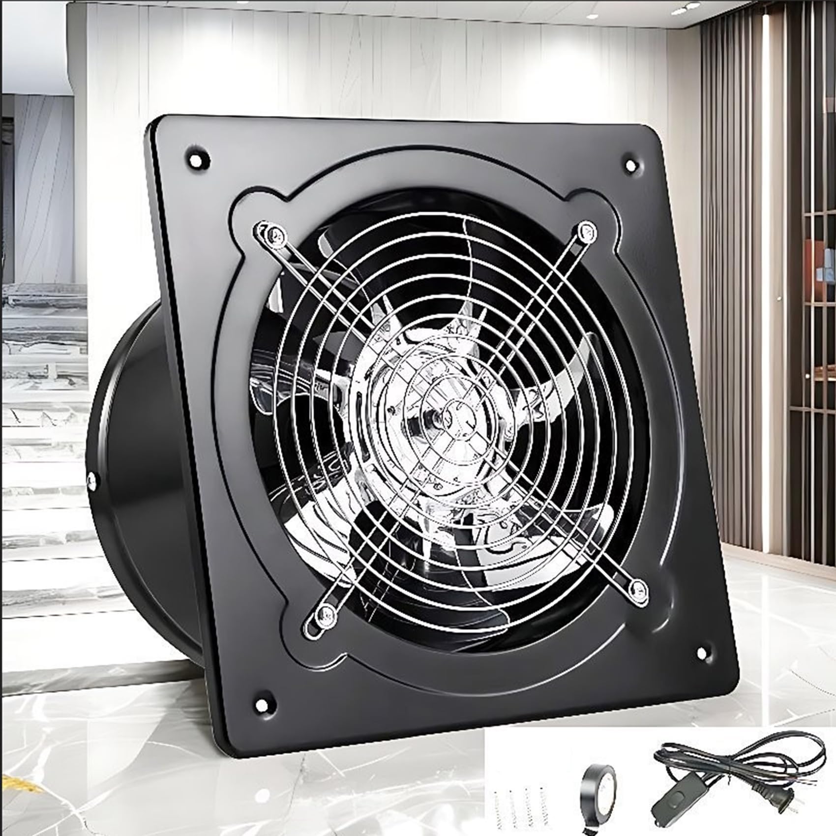 4 inches, 20-40W High Airflow Low Noise Exhaust Fan 4-6 Inch Industrial Fan, Ductless Bathroom Exhaust Fan, for Kitchen, Basements, Garage(220V)