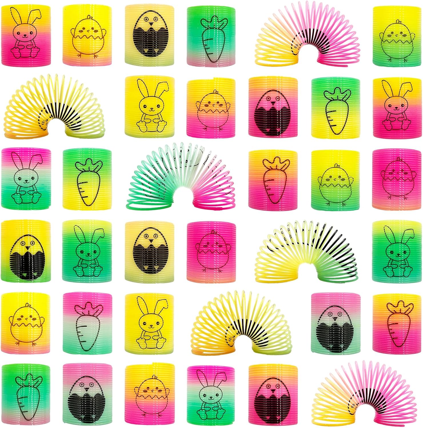 36 PCS Plastic Rainbow Coil Springs Toys, Easter Magic Rainbow Slinky Toys, Party Favors, Easter Egg Fillers Basket Stuffers Essentials, Easter Gifts for Kids Boys Girls