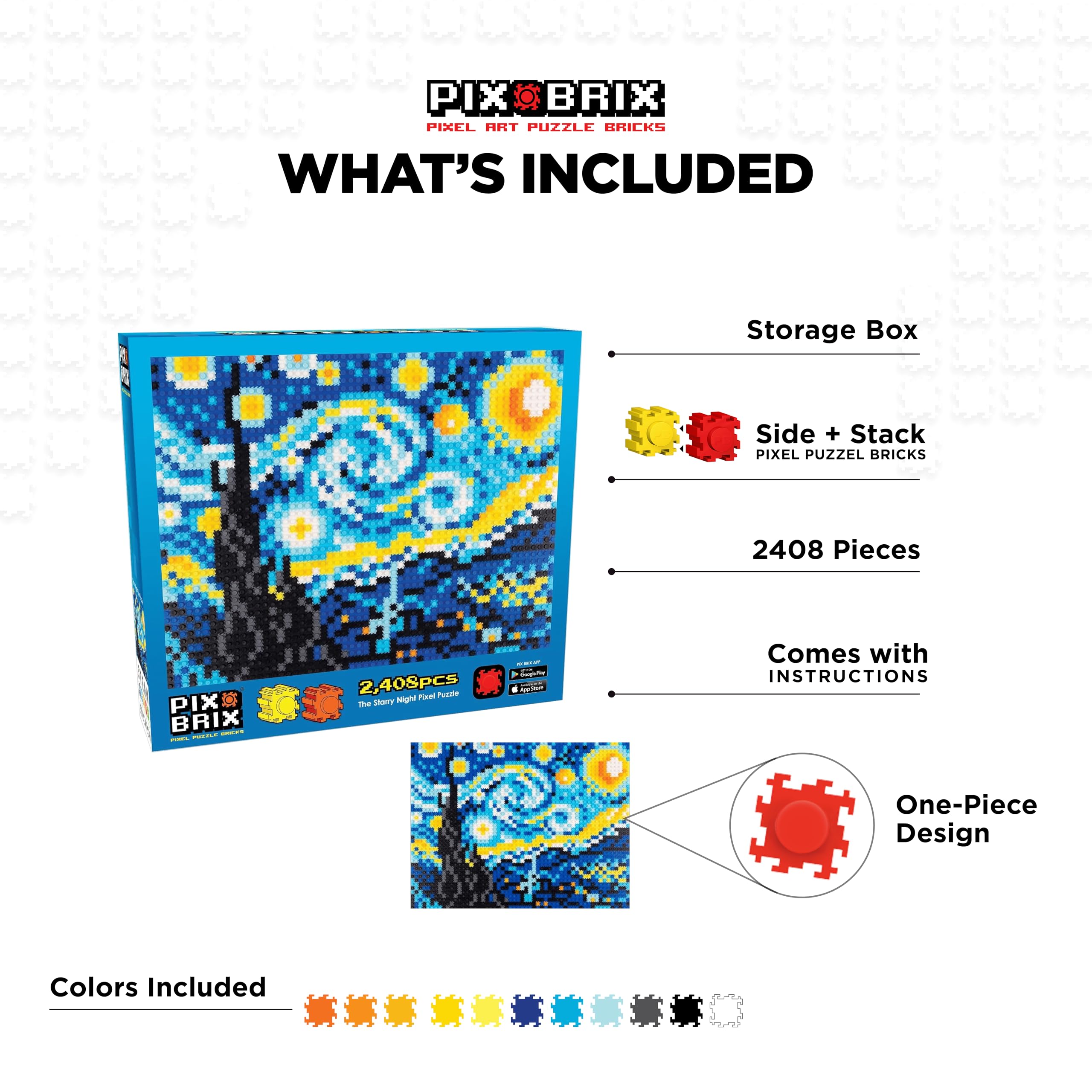Pix Brix Pixel Art Puzzle Bricks – Starry Night Pixel Puzzle
