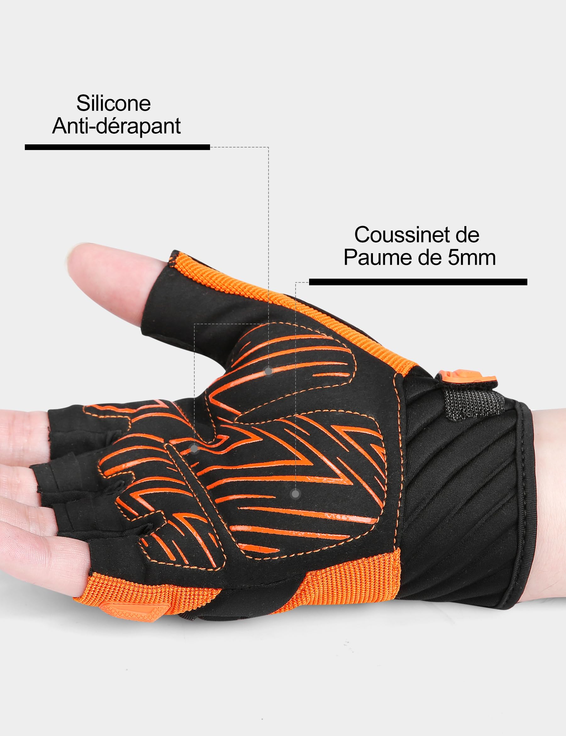 INBIKE Gants de Cyclisme Demi-Doigts MTB VTT Rembourré Mitaines été Antichocs Antidérapants Respirant