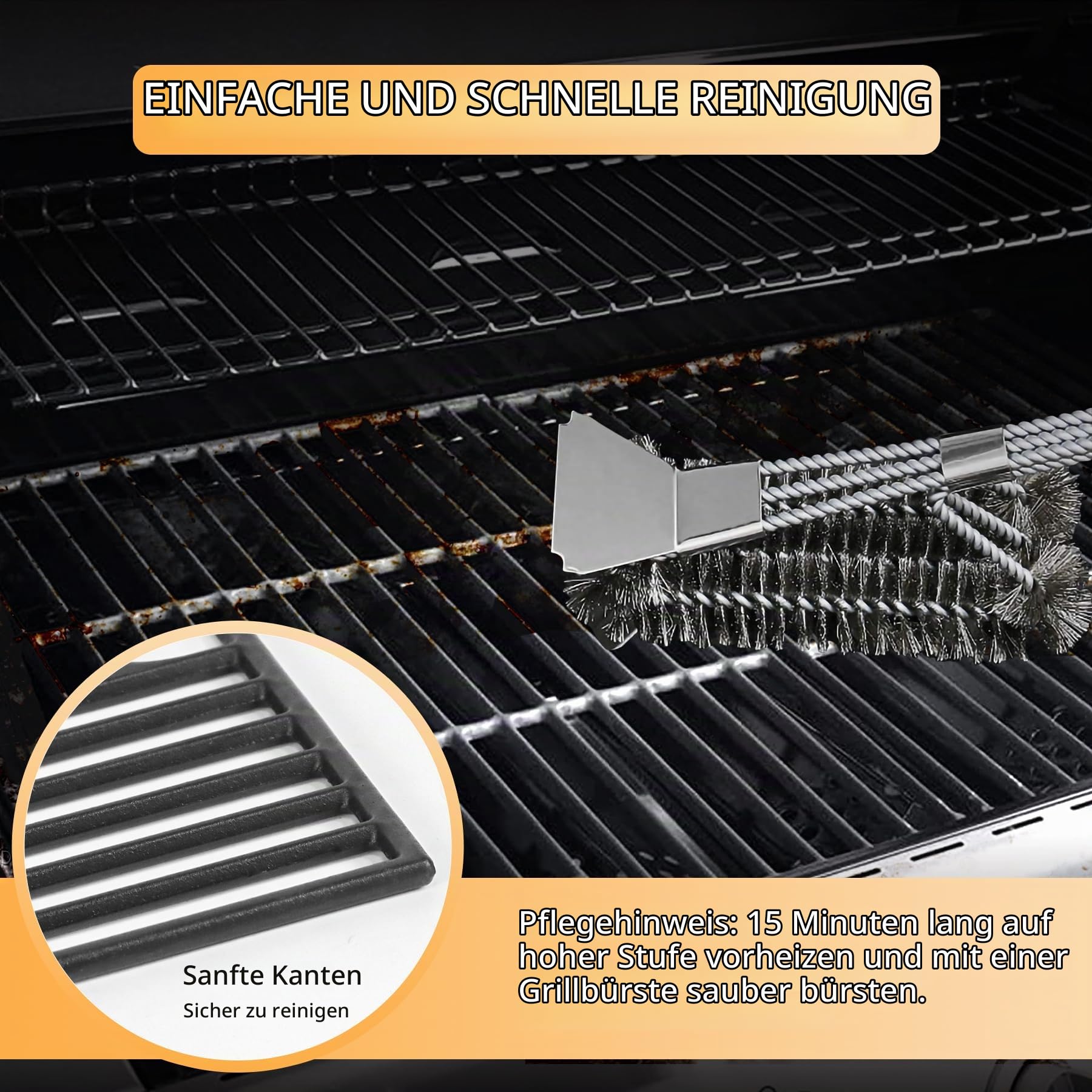 E210 44,5x26cm Grillrost für Weber Spirit I & II 200 Serie, Spirit E210, E220, S210, S220 (mit vorderen Bedienknöpfen), 7637 Ersatzteile Gusseisen für Spirit 200 Grillrost