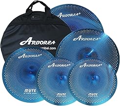 Arborea Low Volume Cymbal Blue Mute Cymbal Pack 14"hi-hat+16"crash+18"crash+20"ride 5 Pieces Sound Good Drum Cymbal
