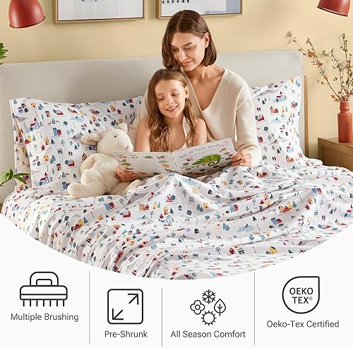 Vista 43 de True North by Sleep Philosophy - Juego de ropa de cama acogedora de franela 100% algodón, estampado de animales y estrellas, lindo, ultrasuave