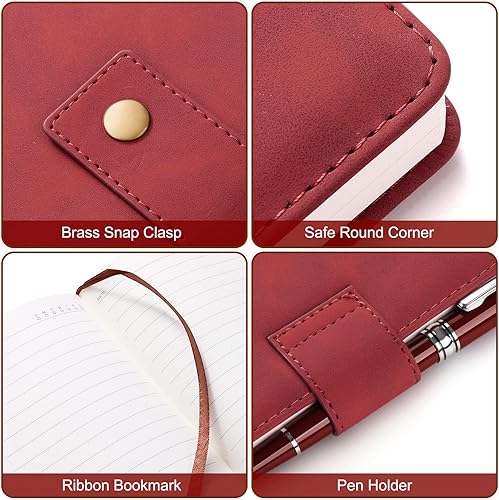 Miniatura 10 de Cuaderno de cuero A5 con bolígrafo, 200 páginas de tapa dura con bolsillo, diario de papel forrado grueso de 3.53 ozm para hombres y mujeres, gran