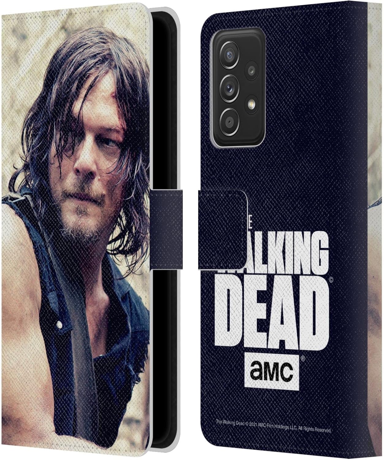 Head Case Designs Officially Licensed AMC The Walking Dead Lurk Daryl Dixon Leather Wallet Case Compatible with Samsung Galaxy A53 5G (2022)