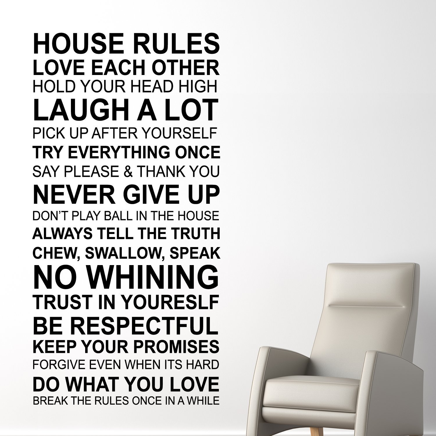 Walplus Home Decoration House Rules Quote English Wall Sticker Art Interior from B&Q