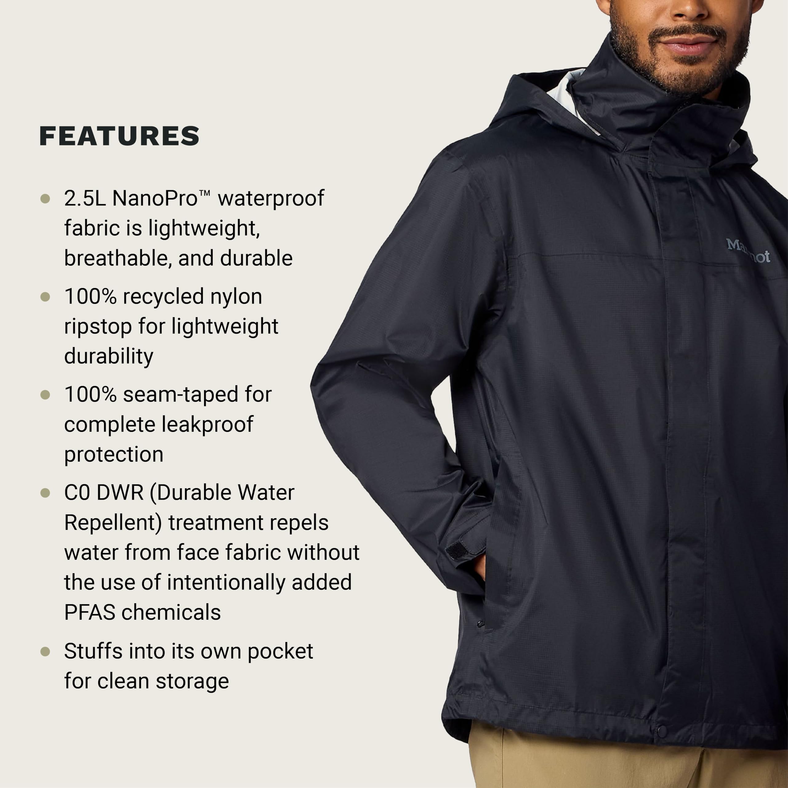 Marmot Precip Evo Jacket Giacca impermeabile leggera con cappuccio, antivento, traspirante, ideale per escursioni e ciclismo Uomo (Pacco da 1)