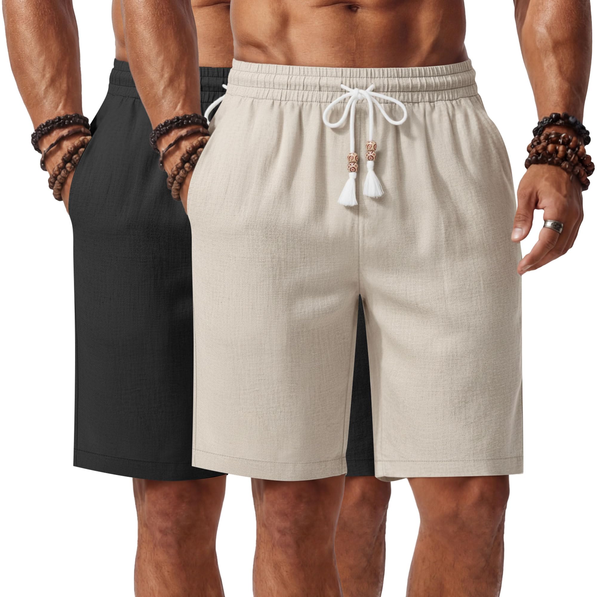 Neer 2 Pack Mens Linen Shorts 9 Inseam