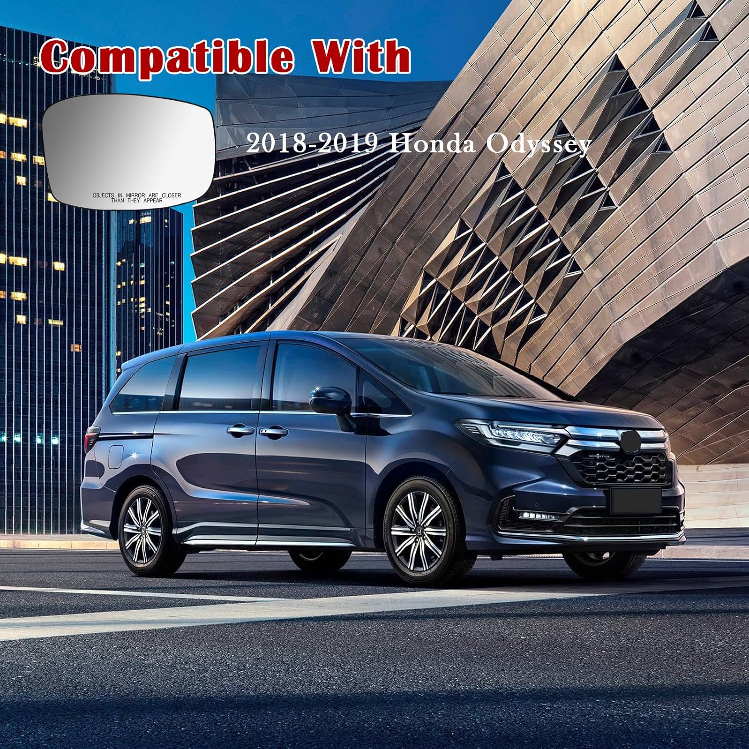 Passenger Side Mirror Replacement for Honda Odyssey 2018 2019, Right Exterior Side Rearview Mirrors Glass, with Backing Plate, Power Heated