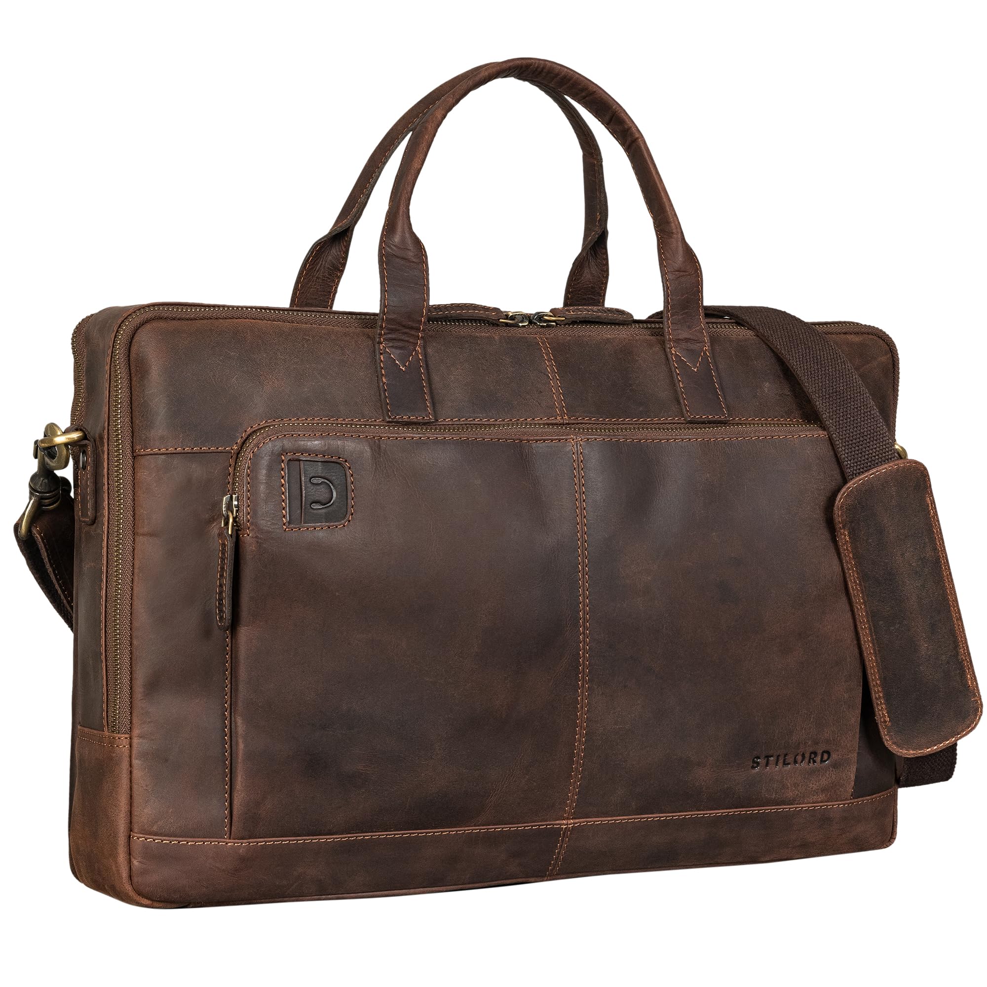 STILORD Timothy Élégant Sac Ordinateur Portable Cuir Pochette Ordinateur 17 Pouces - 19 Pouces Malette Sacoche Travail Homme Sac Laptop Femme Cuir Véritable Couleur:Veleta - Marron