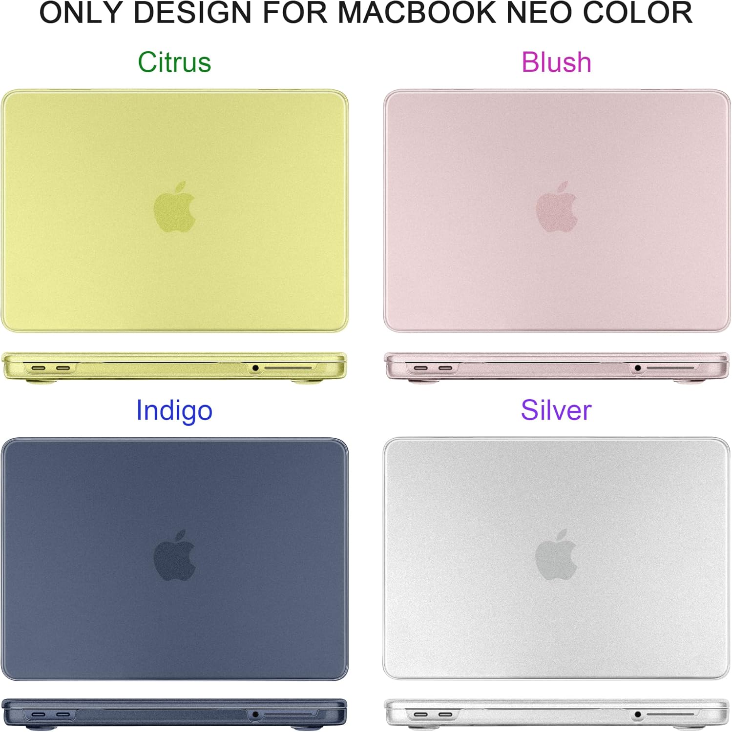 Batianda 4-in-1 Bundle for New MacBook Neo 13 inch Case 2026 Release Model A3404, 1.2mm Ultra-Slim Nano-Coated Matte Hard Shell Cover with Matched Keyboard Skin, Screen Protector, Translucent
