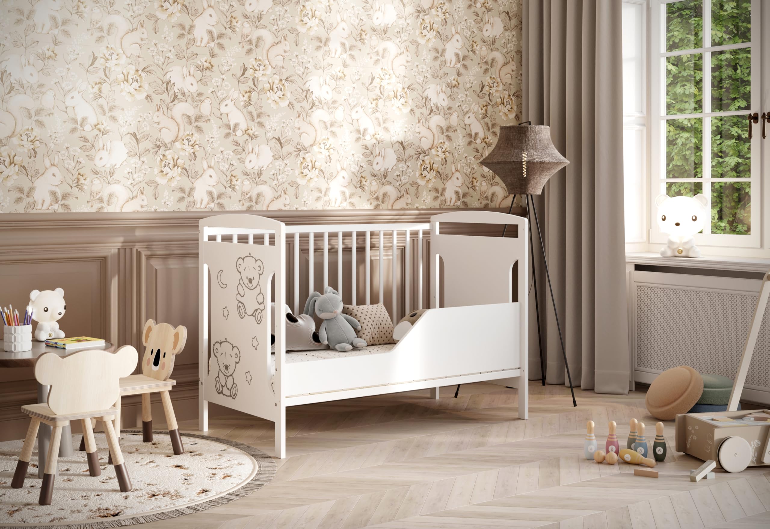 Genérico Cuna para bebés Ted 60 x 120 cm con Kit de conversión: Crece con su Hijo (sin colchón)
