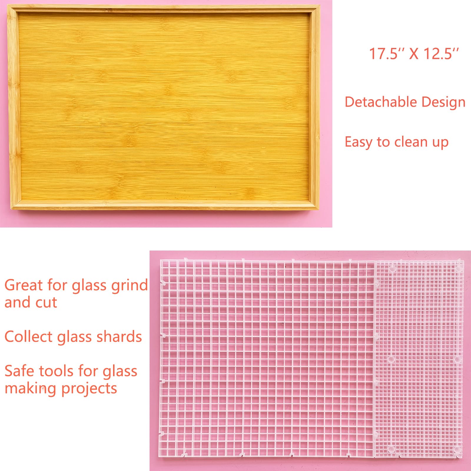 12x12 Inch Stained Glass Cutting Mat - Double Layer Detachable Grid Mat For Scoring & Cutting Glass, Catches Glass Shards 7 thumbnail image