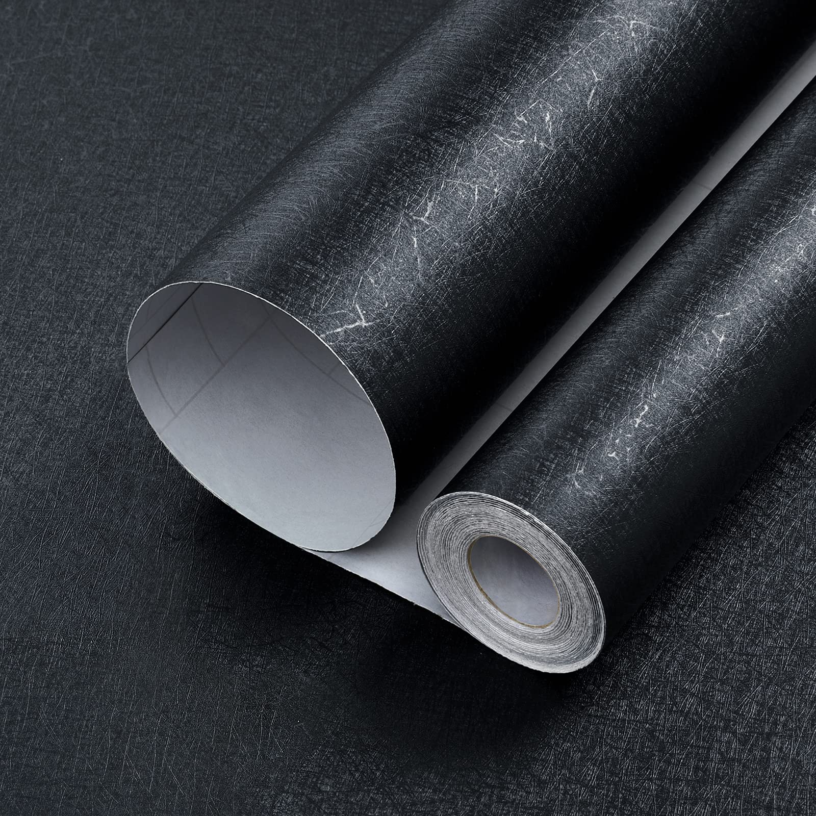 Buy Mecpar Silk Black Wallpaper 17.71'' X 394'' Embossed Solid Black Contact Paper Textured