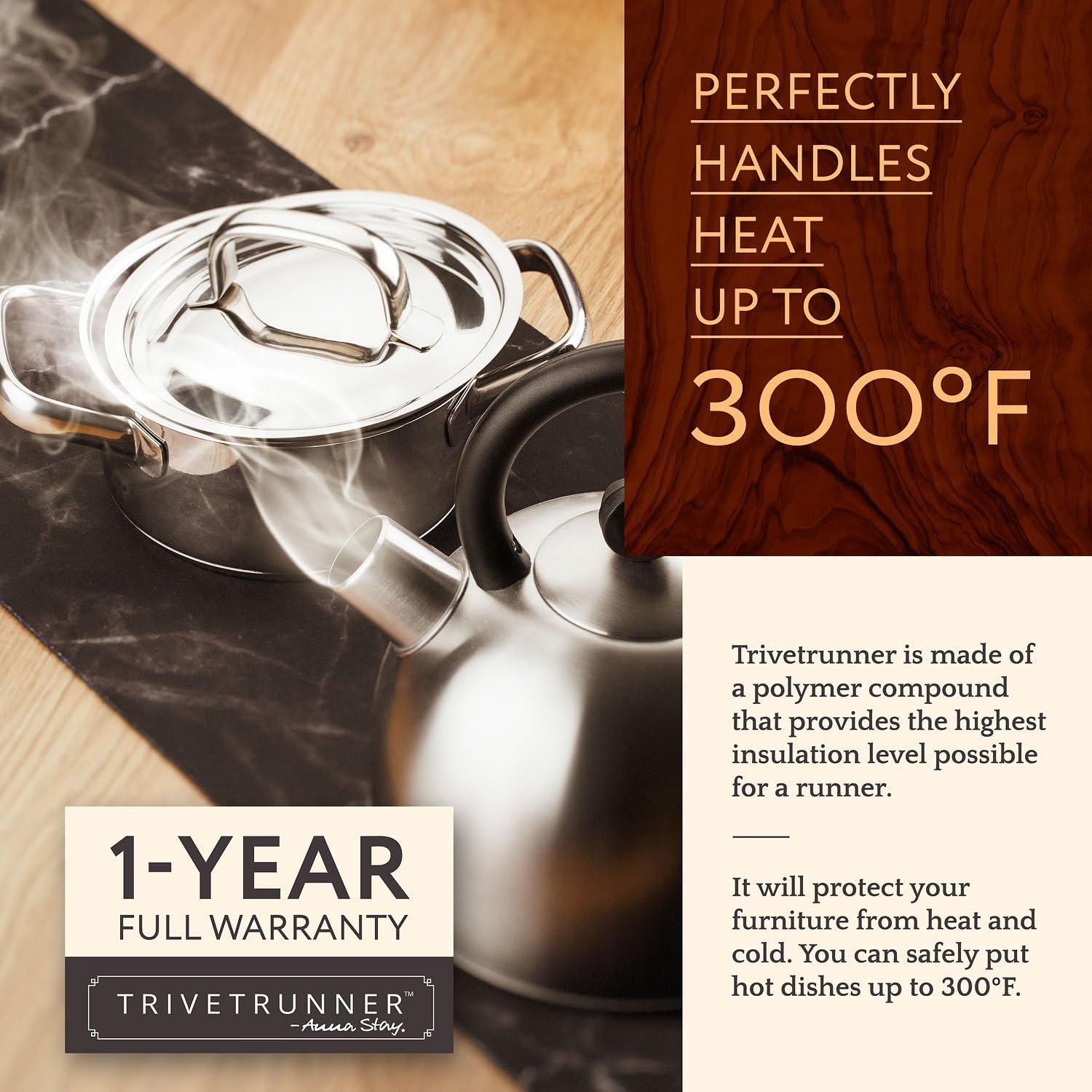 Bеѕt Cуbеr Dеаlѕ 🔥 Trivetrunner :Decorative Trivet and Kitchen Table Runners Handles Heat Up to 300F, Anti Slip, Hand Washable, and Convenient for Hot Dishes and Pots,Hand Washable (Black Marble)