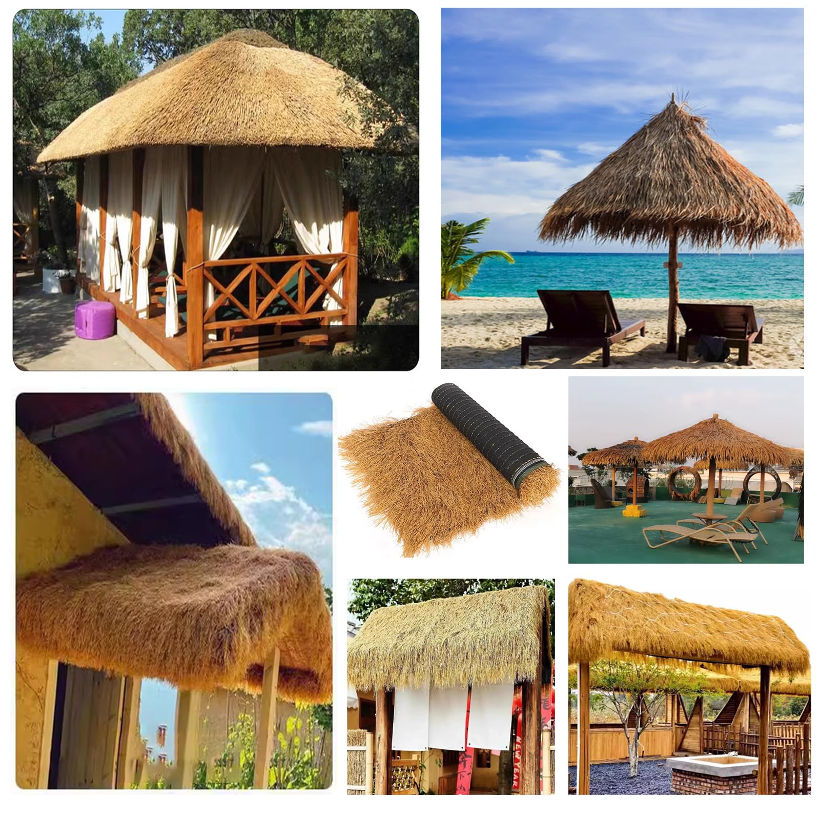 Grueso Paja Artificial Tejado para Tiki Bar Techos De Paja Sintética Rollo Ignífugo para Jardín Patio Piscina Playa Fiesta Hawaiana(Size:1x20m,Color:Amarillo)