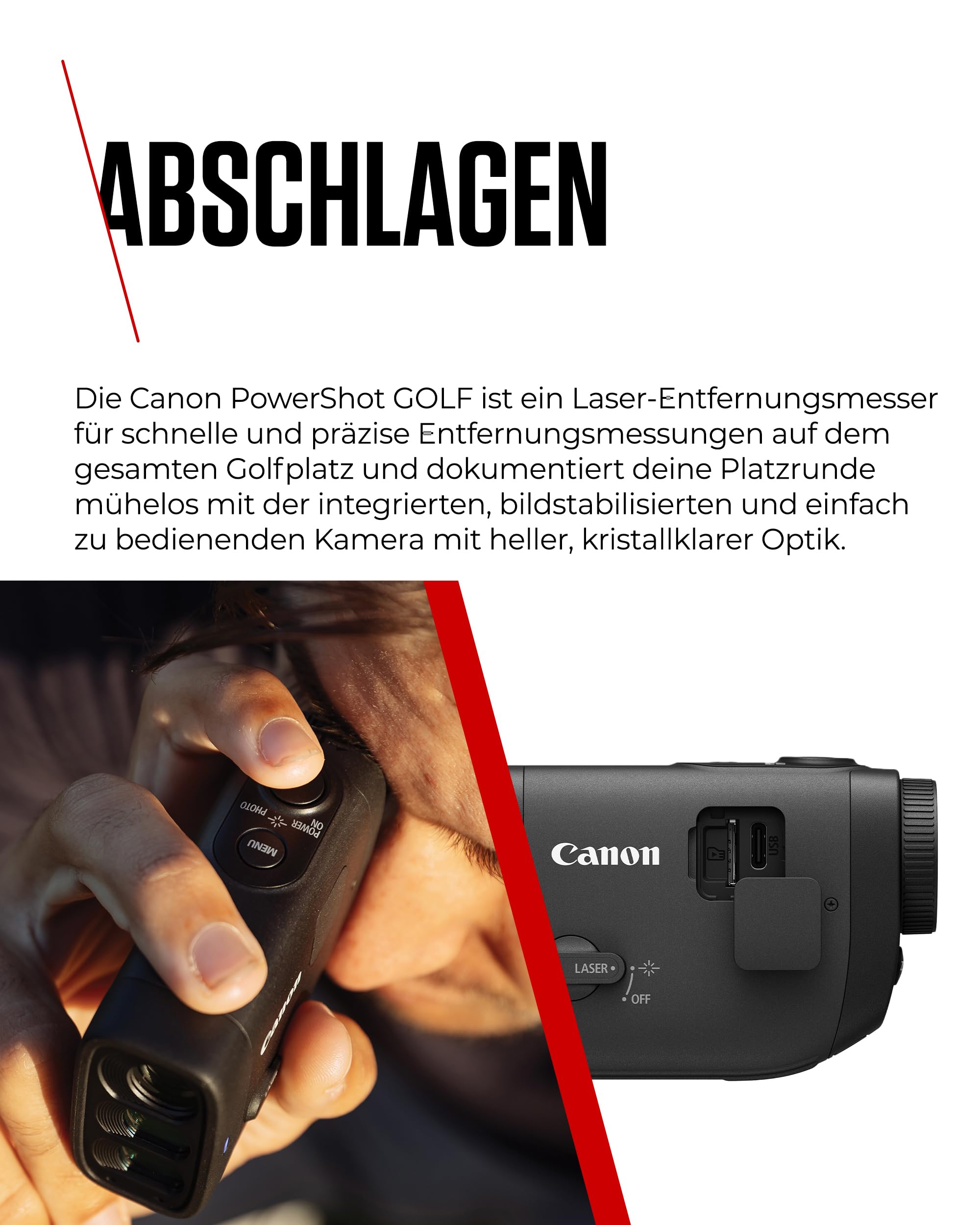 Canon PowerShot Golf-Entfernungsmesser - Rangefinder mit Flag-Lock & Slope Modus an/aus (12x Digitalzoom, 800 Yards Reichweite, Vibrationsfunktion, Digitalkamera, Videofunktionen, Bildstabilisierung)