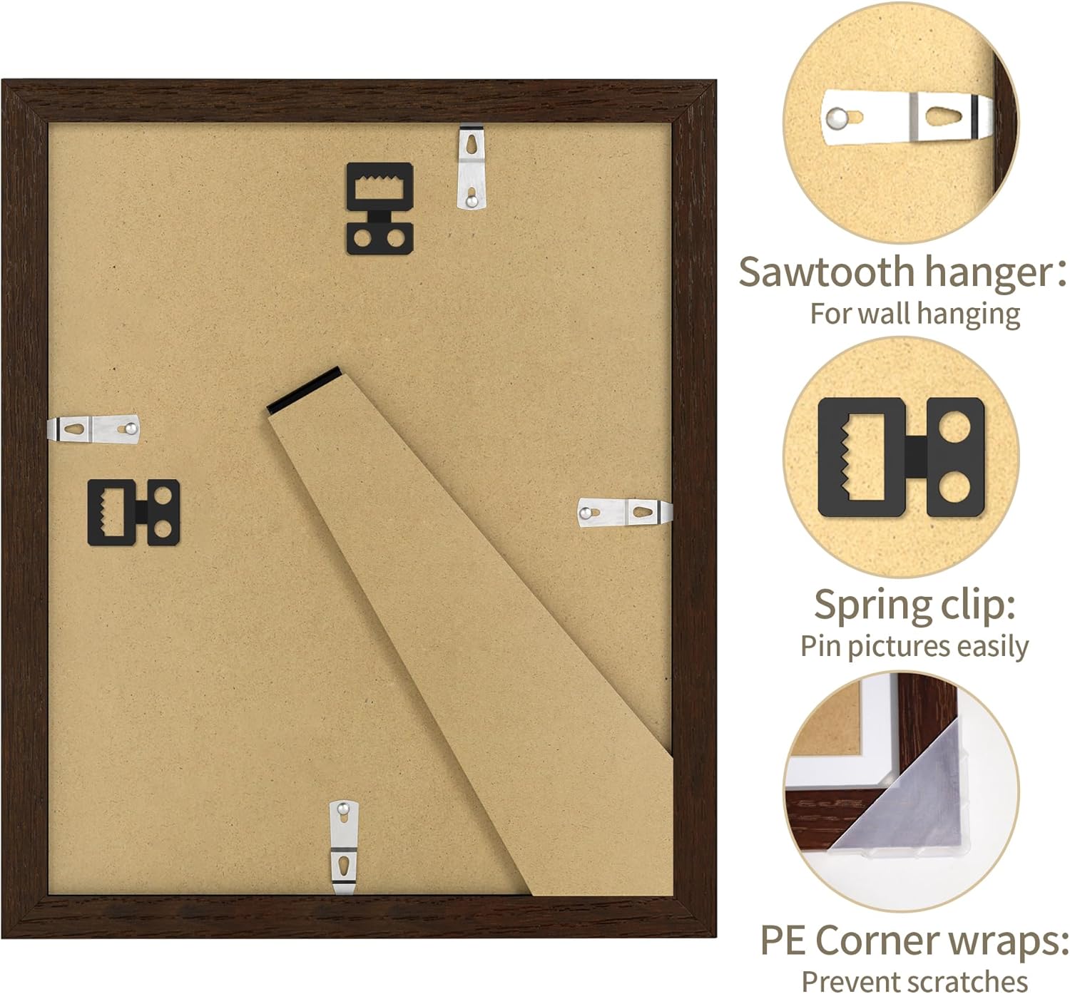 8x10 Picture Frame - 8 x 10 Photo Frame Made of Solid Oak Wood and Real Glass,Display Picture 2 Opening 4x6 with Mat or 8x10 Without Mat for Wall & Tabletop(Color Walnut) Walnut 8x10