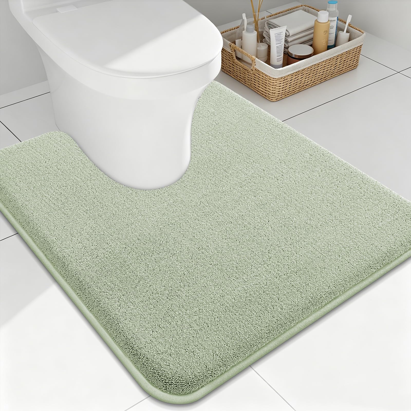 Smiry Smiry Memory Foam Toilet Rugs U Shaped 24x20, Extra Soft Bath Mat
