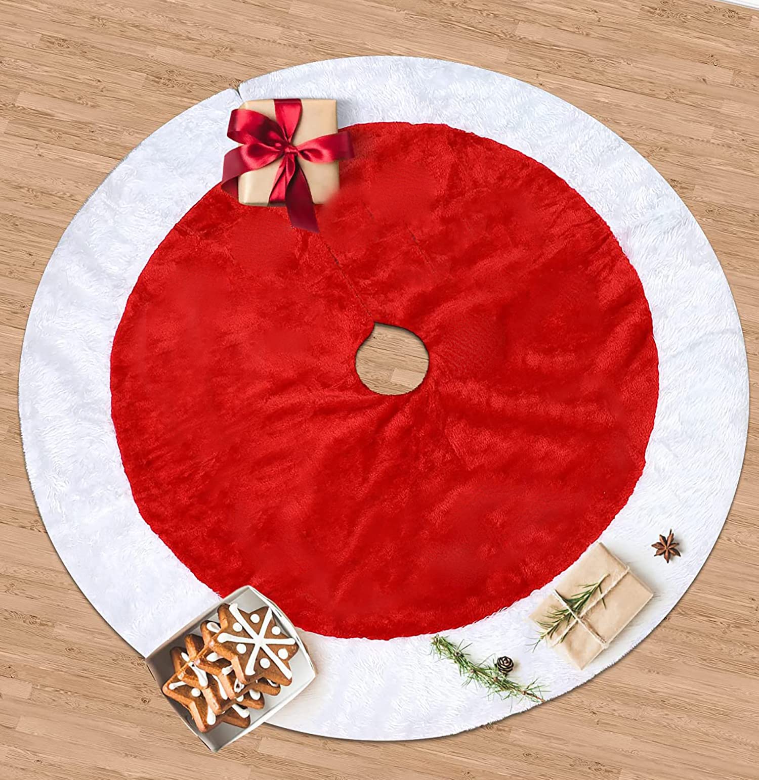 Kerstboomrok van fluweel voor kerstdecoratie, kerstboomtapijt, kerstboom, wilgenboom, 85 cm
