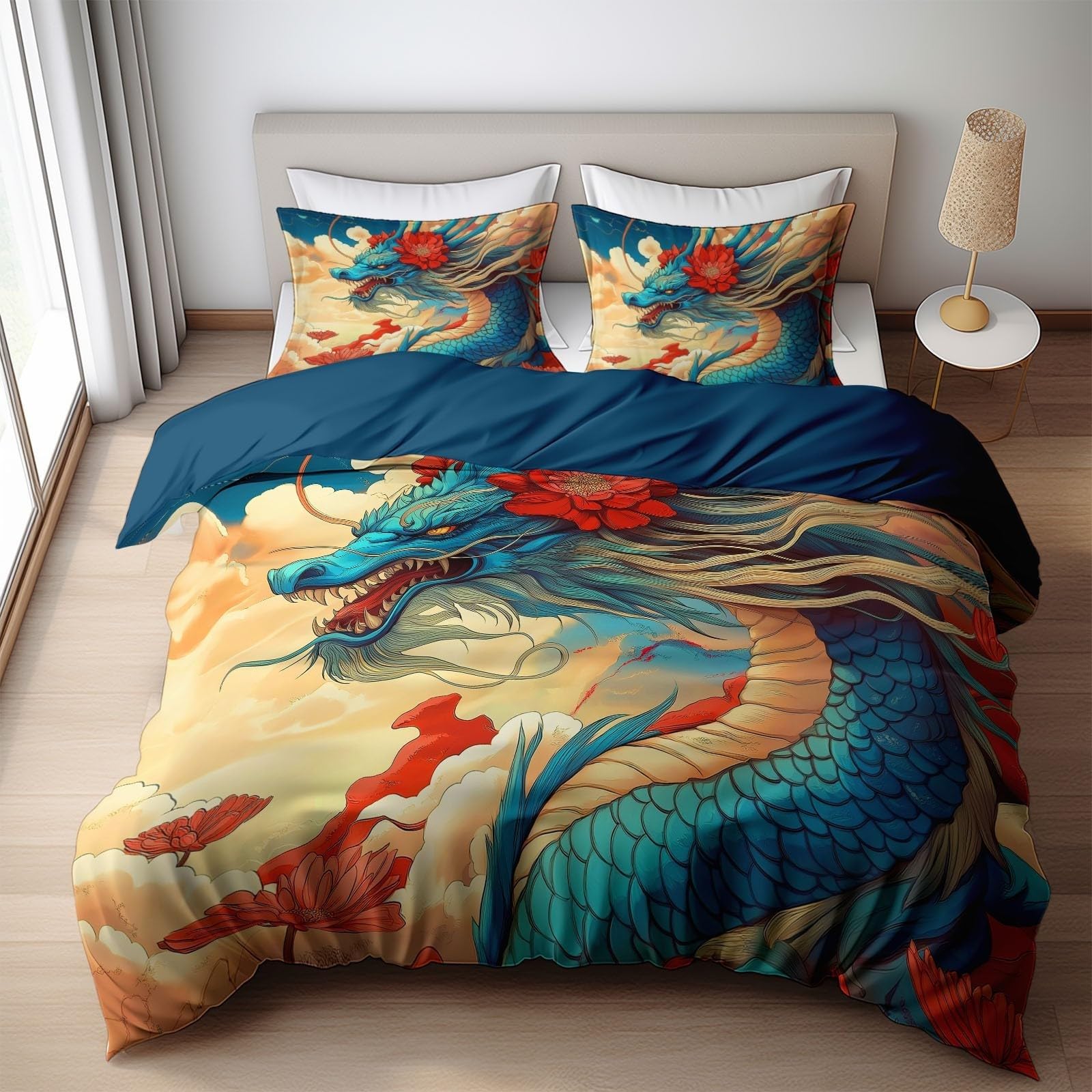 Housse de couette 240 x 260 chinois microfibre douce anti-glissement