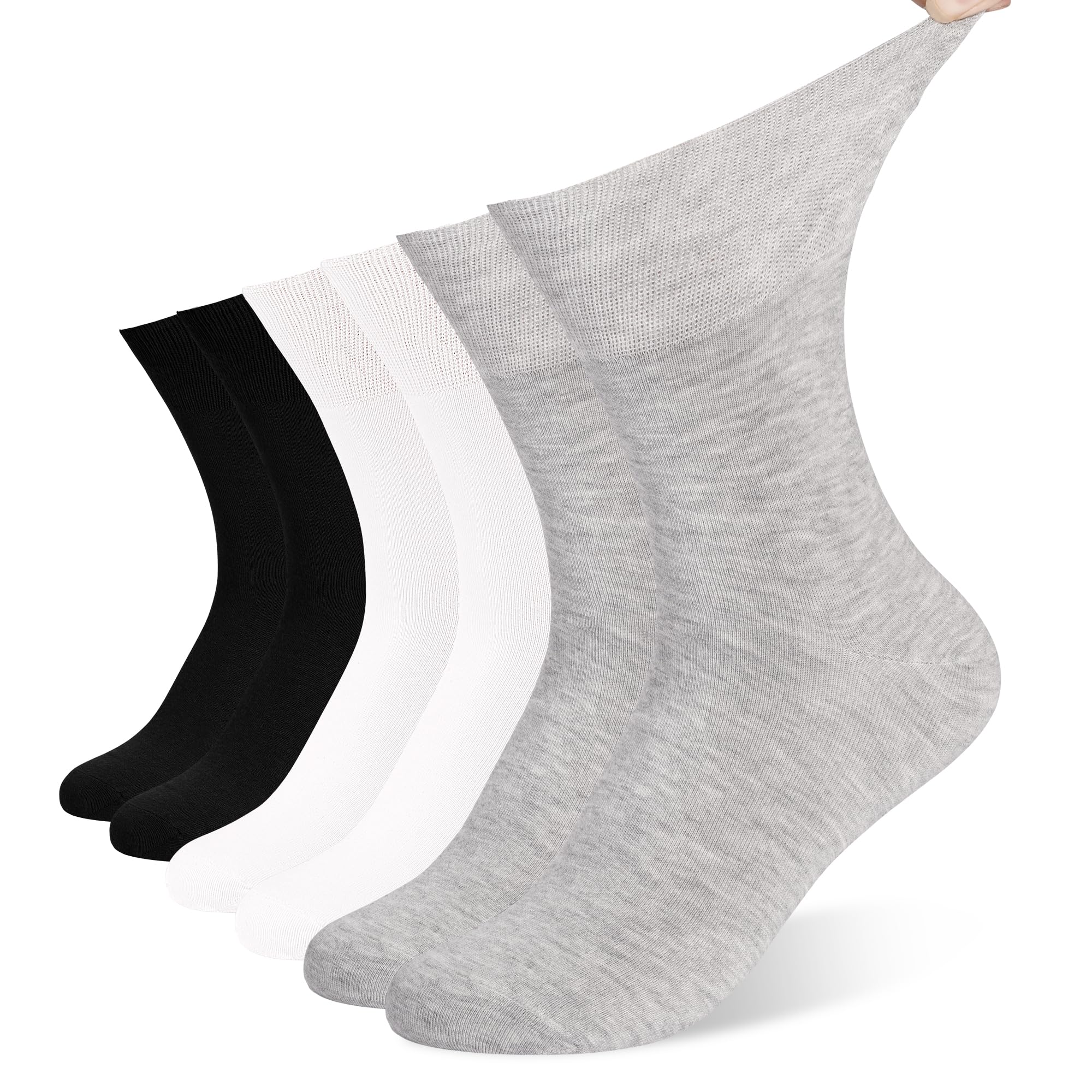 DECOVICI Diabetikersocken Herren 6 Paar, ohne Gummibund Socken für Diabetiker 38-45 Damen ohne Naht Komfortbund Diabetiker Senior Socken Wasserbeine