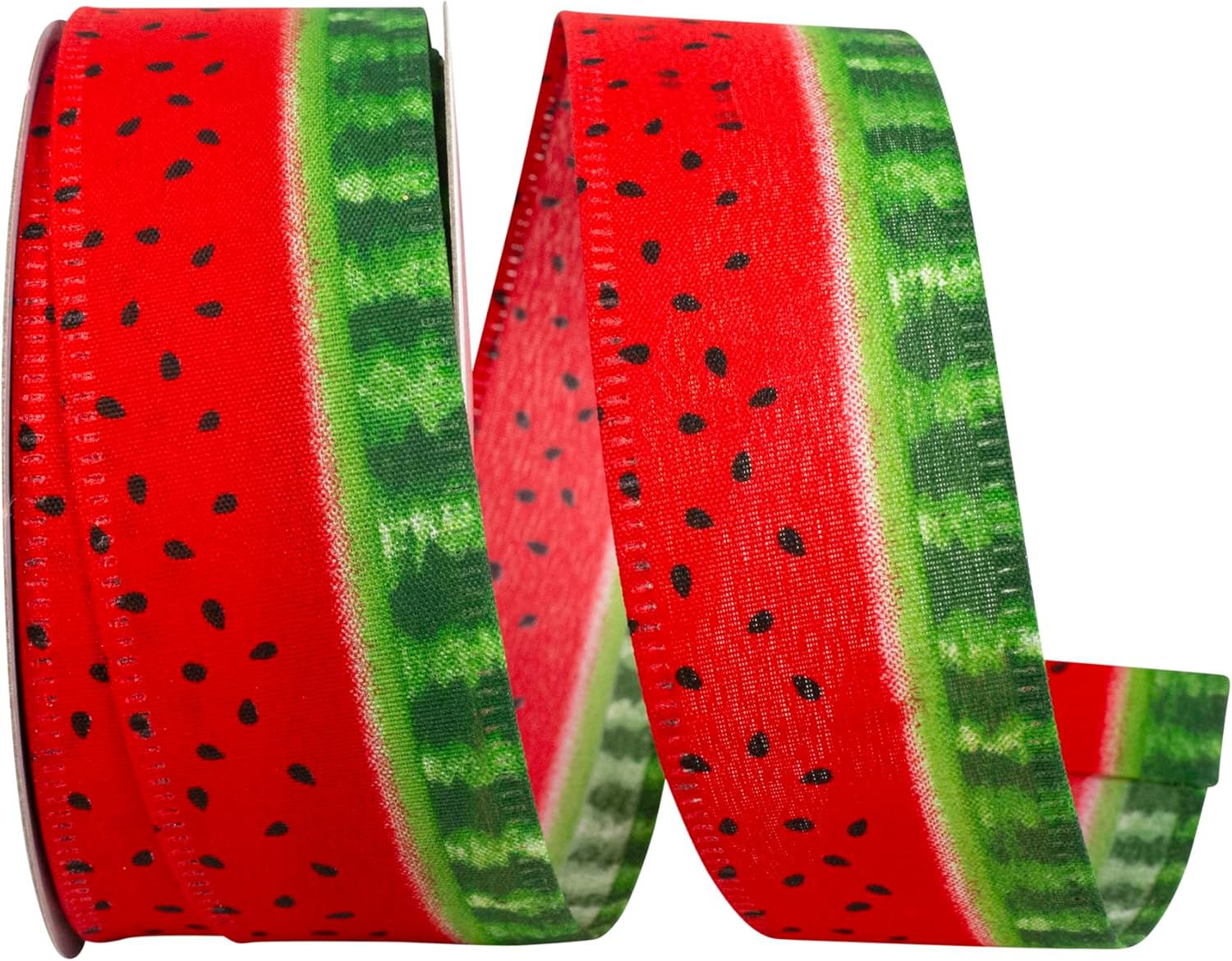 Reliant Ribbon Watermelon Profile Wired Edge, Red/Green, 1-1/2 Inch, 10 Yards
